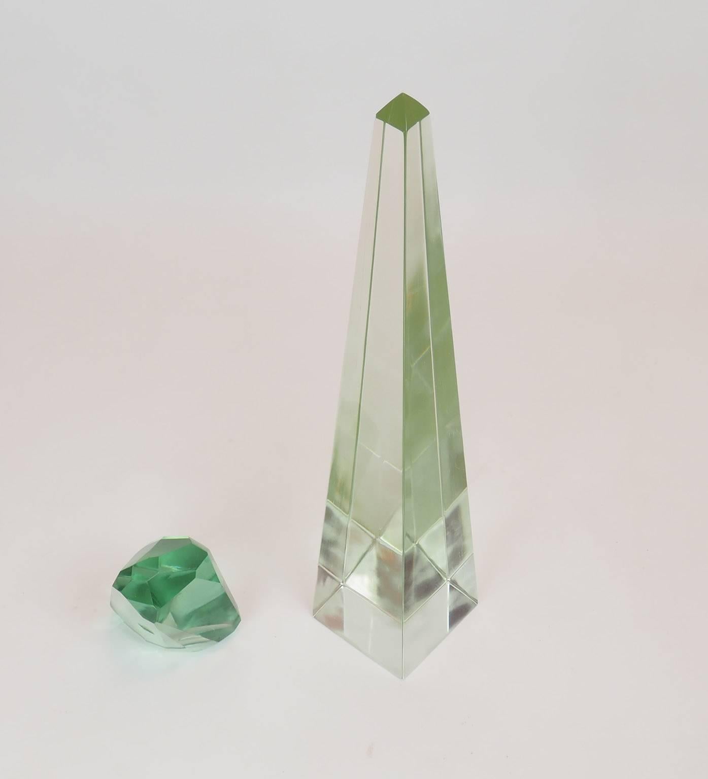 Fontana Arte Midcentury Large Massive Glass Obelisk, Milano, 1970s For Sale 2