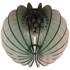 Fontana Arte Midcentury Light Green Glass and Chrome-Plated Brass, Italy, 1967