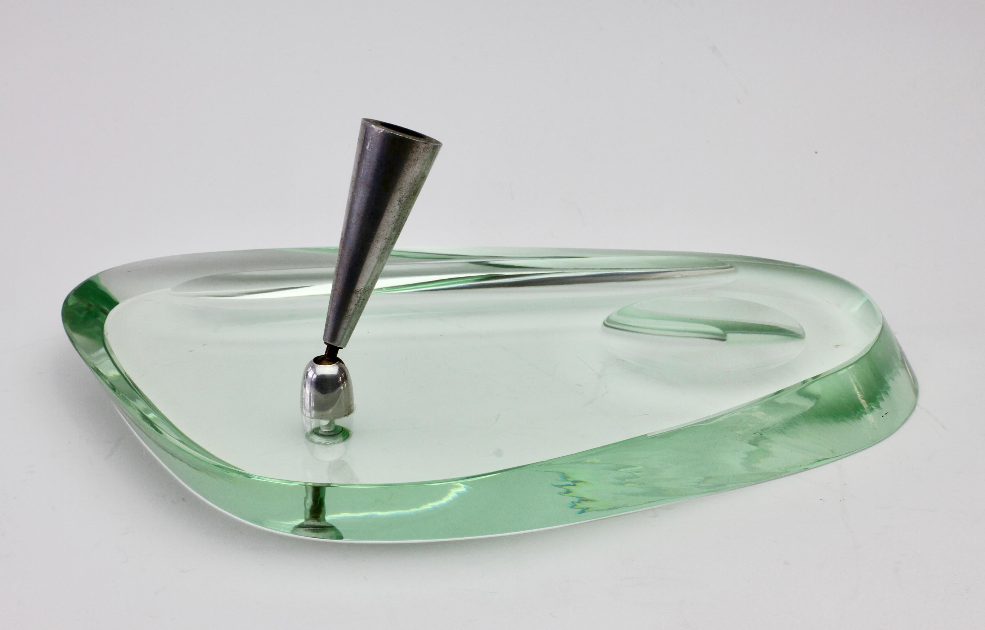 Fontana Arte Mid-Century Modern 1950s Glass Pen Holder Stand & Ashtray Desk Set For Sale 7