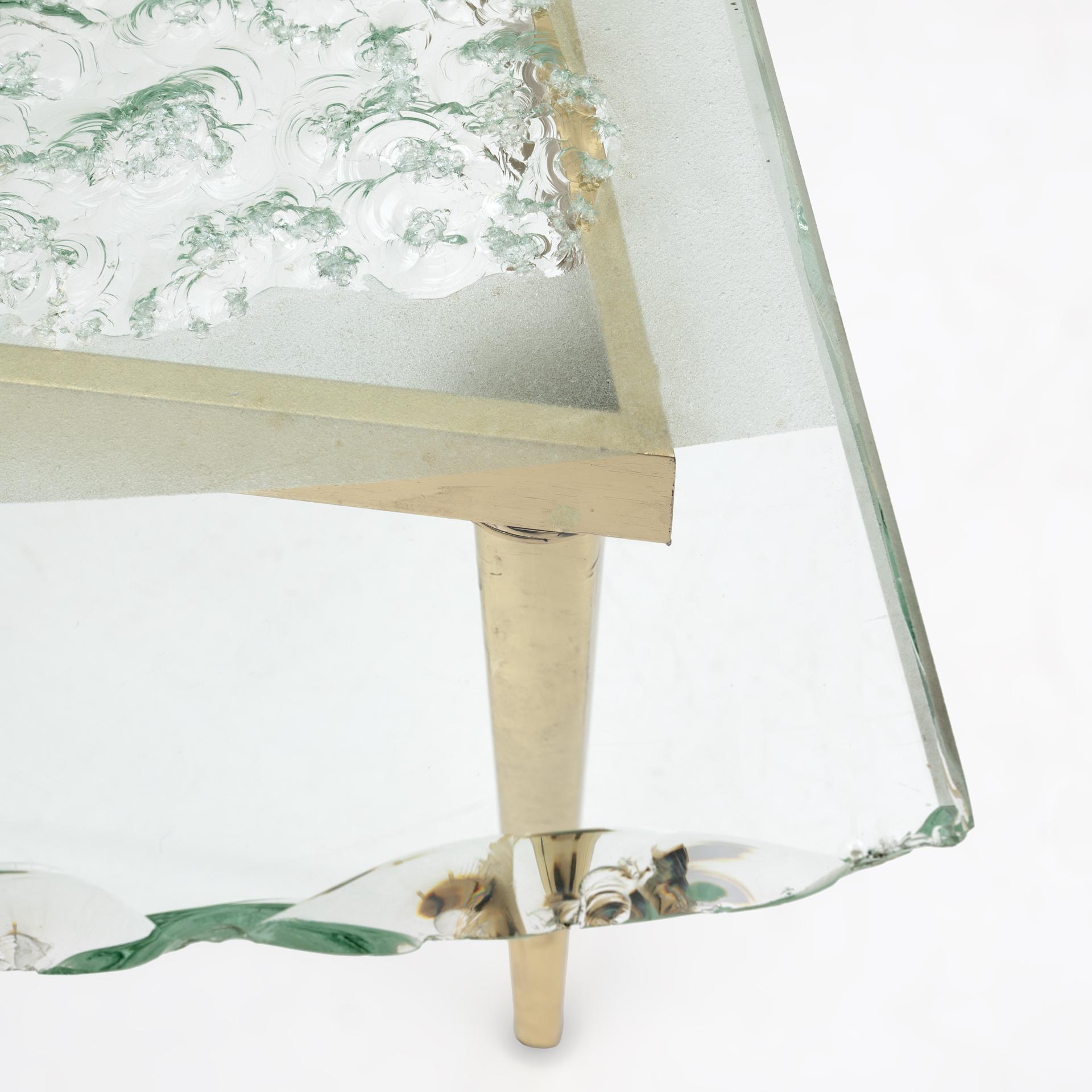 Milieu du XXe siècle Table basse en verre ciselé The Moderns Attr. Max Ingrand par Fontana Arte en vente
