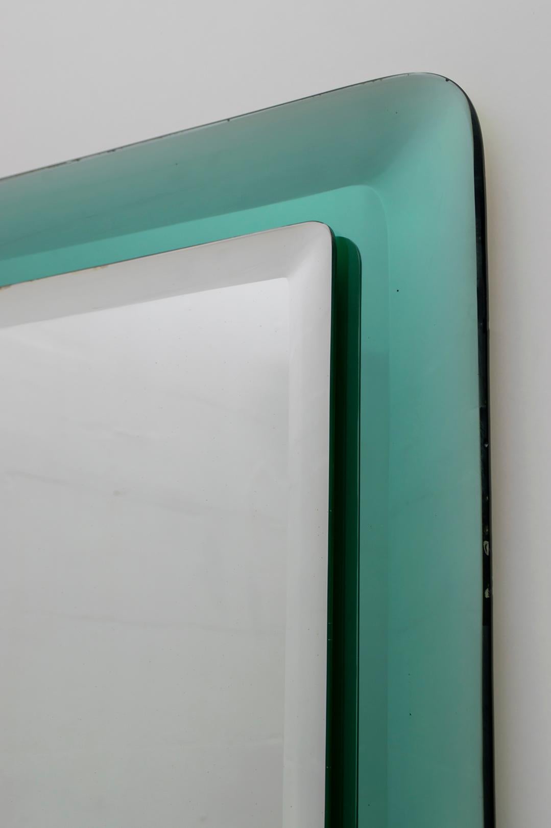 Fontana Arte Mid-Century Modern Italian Concave Wall Green Mirror, 1965 8