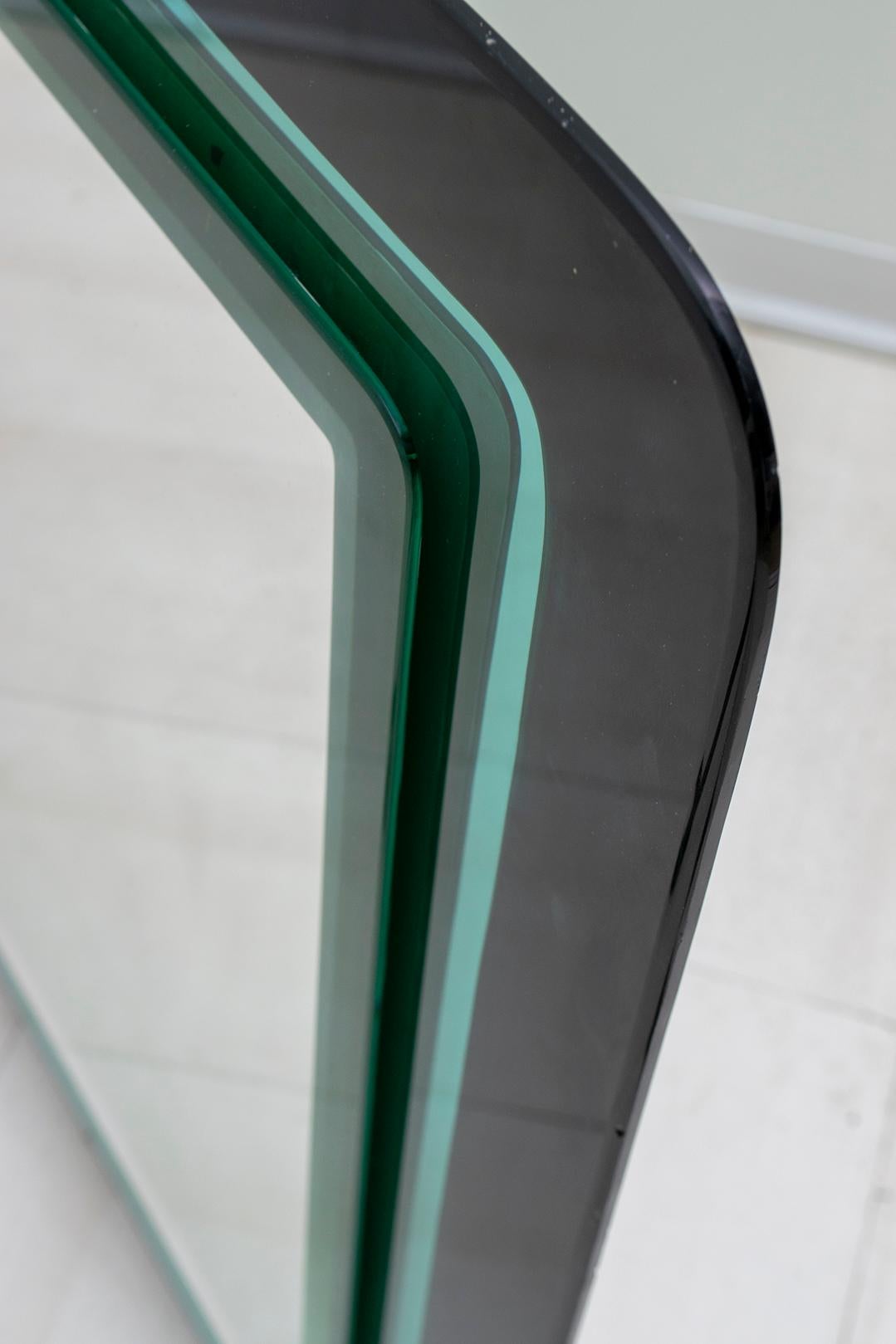 Fontana Arte Mid-Century Modern Italian Concave Wall Green Mirror, 1965 10