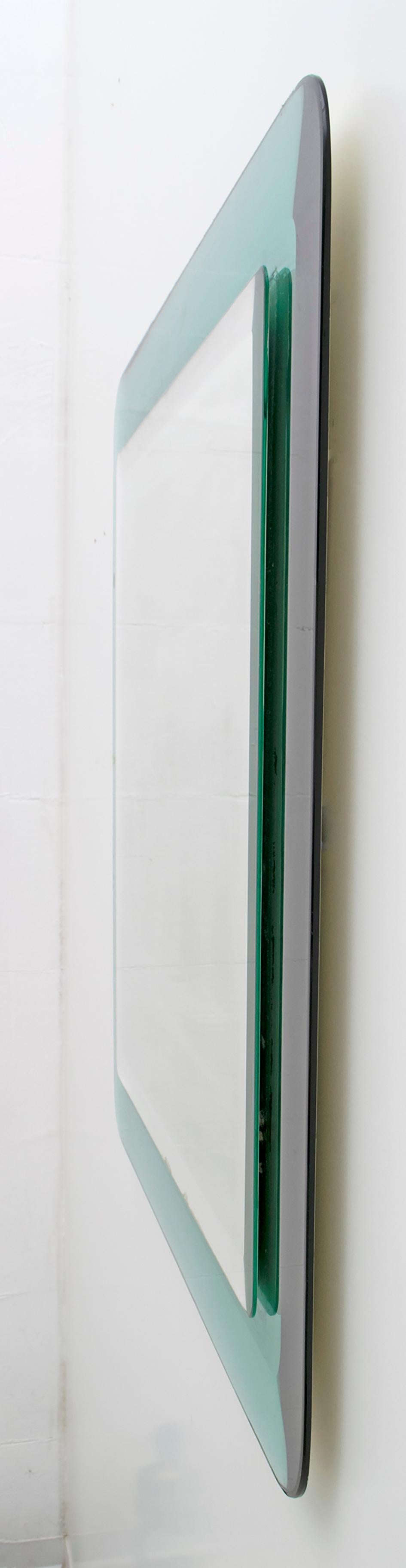Fontana Arte Mid-Century Modern Italian Concave Wall Green Mirror, 1965 11