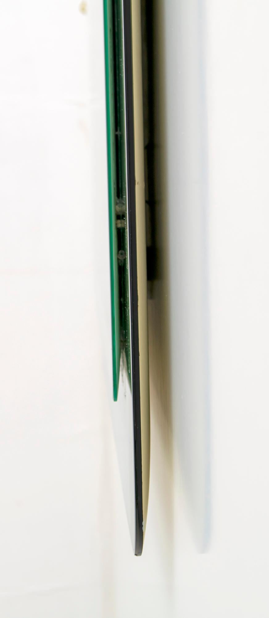 Fontana Arte Mid-Century Modern Italian Concave Wall Green Mirror, 1965 12