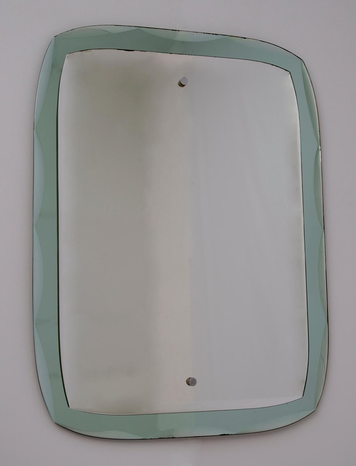 Fontana Arte Mid-Century Modern Italian Wall Green Mirror, 1965 1