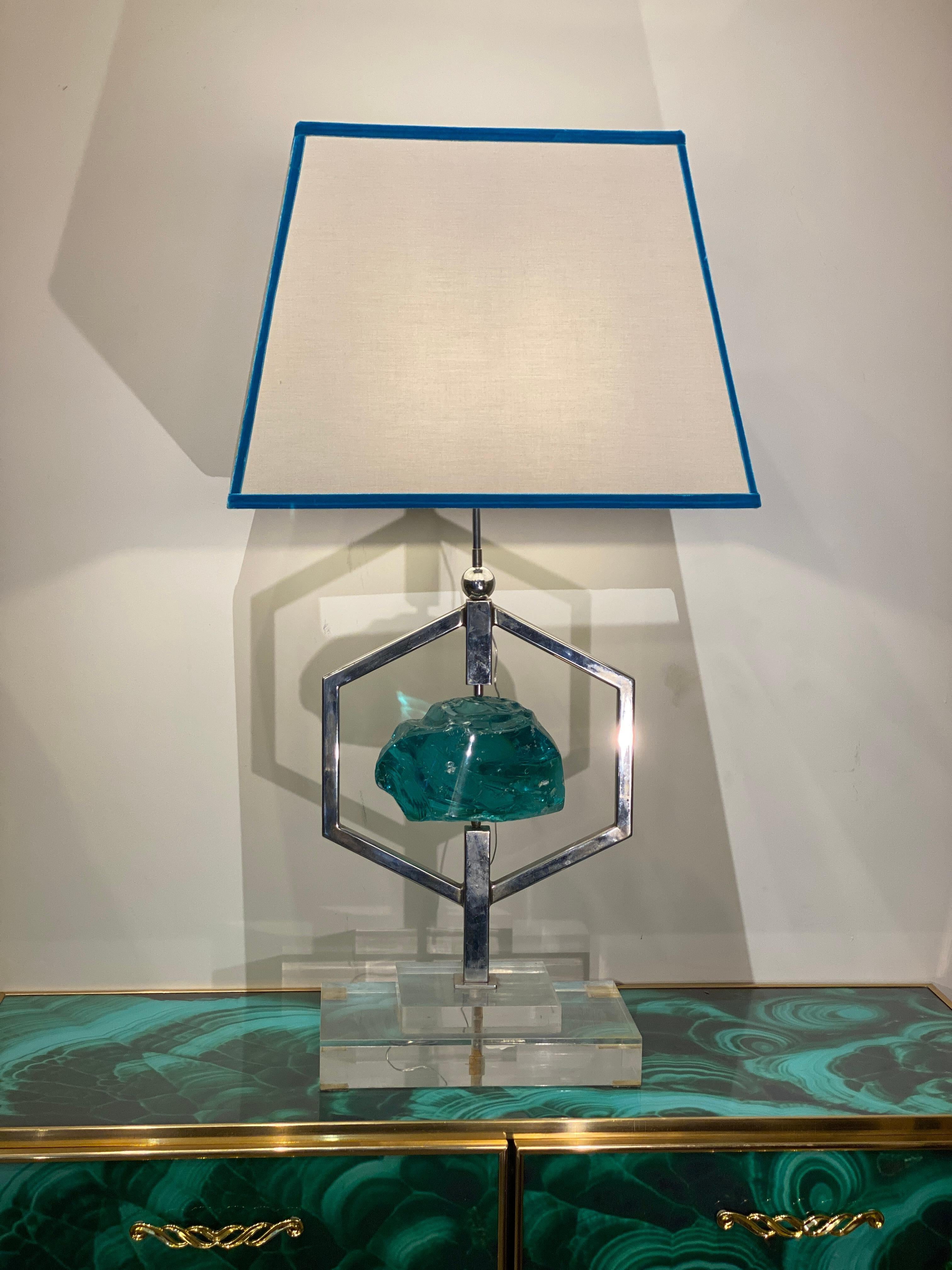 Mid-Century Modern Fontana Arte Mid-Century Pair of Striking Table Lights Attributed to Max Ingrand For Sale