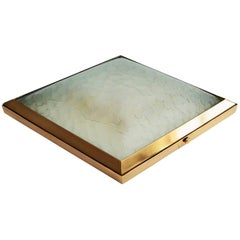 Fontana Arte Midcentury Brass and Textured Glass Ceiling or Wall Fixture, 1950s