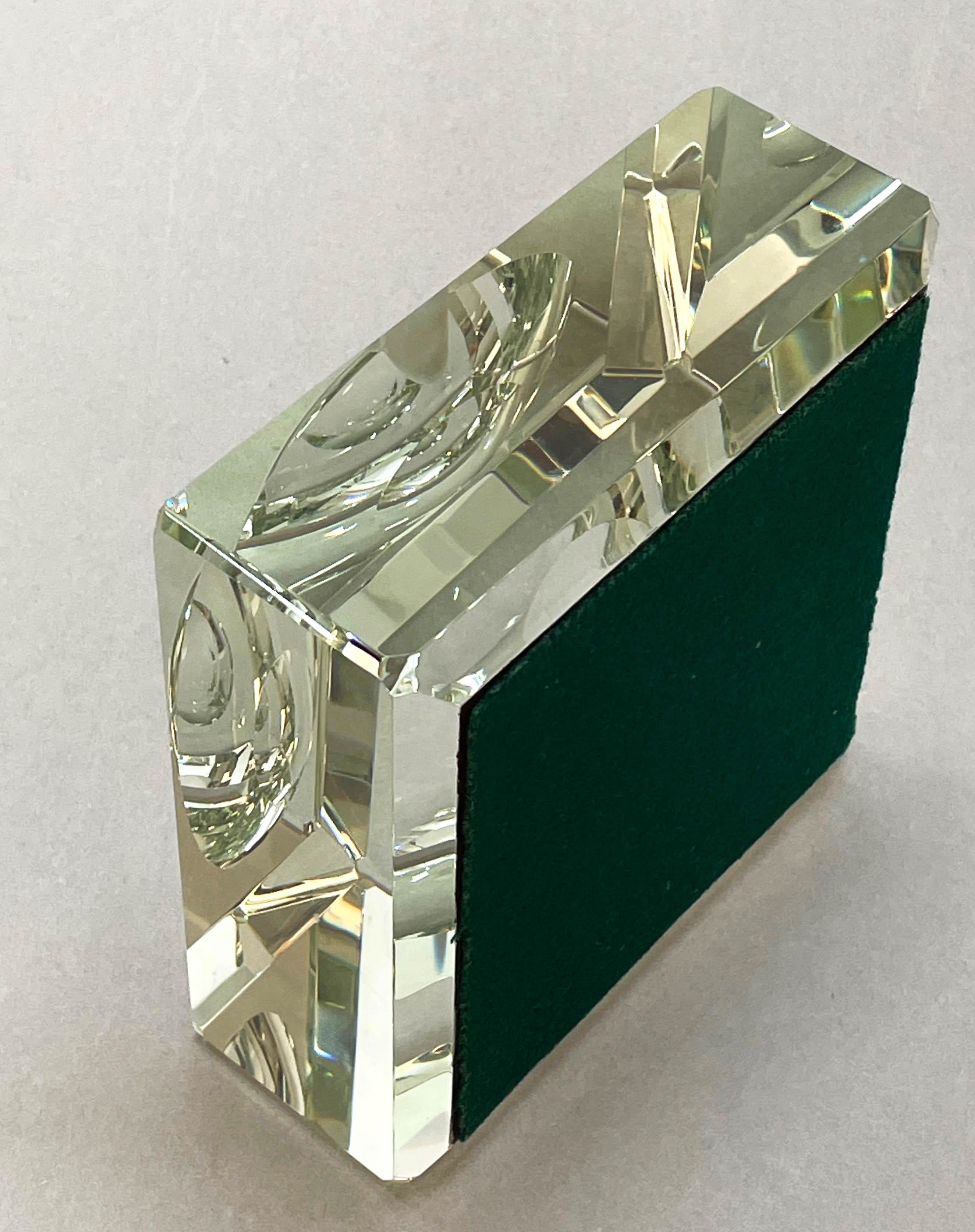 Fontana Arte Midcentury Crystal Glass Italian Squared Ashtray with Mirror, 1960s 1