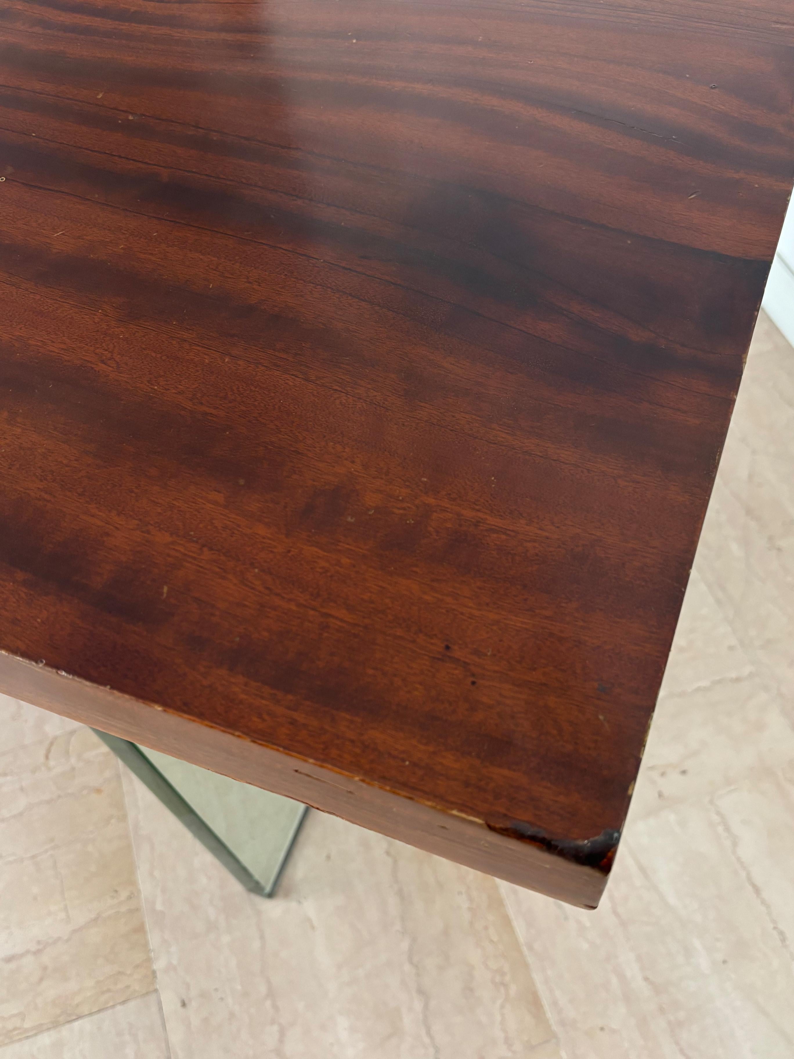 Table de salle à manger à consoles en verre et Wood Wood, Italie, milieu du siècle, Fontana Arte, années 1960 en vente 9