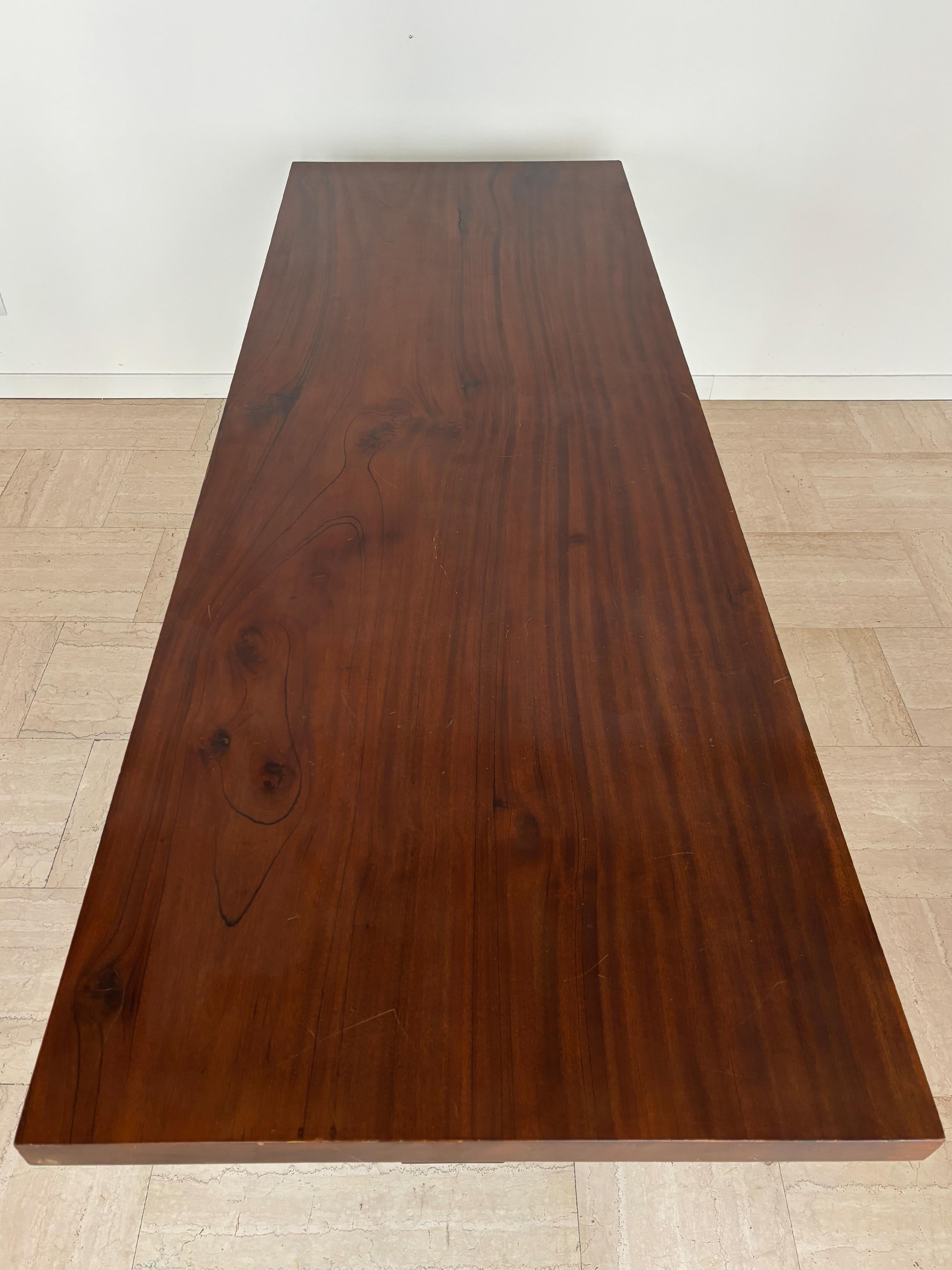 italien Table de salle à manger à consoles en verre et Wood Wood, Italie, milieu du siècle, Fontana Arte, années 1960 en vente