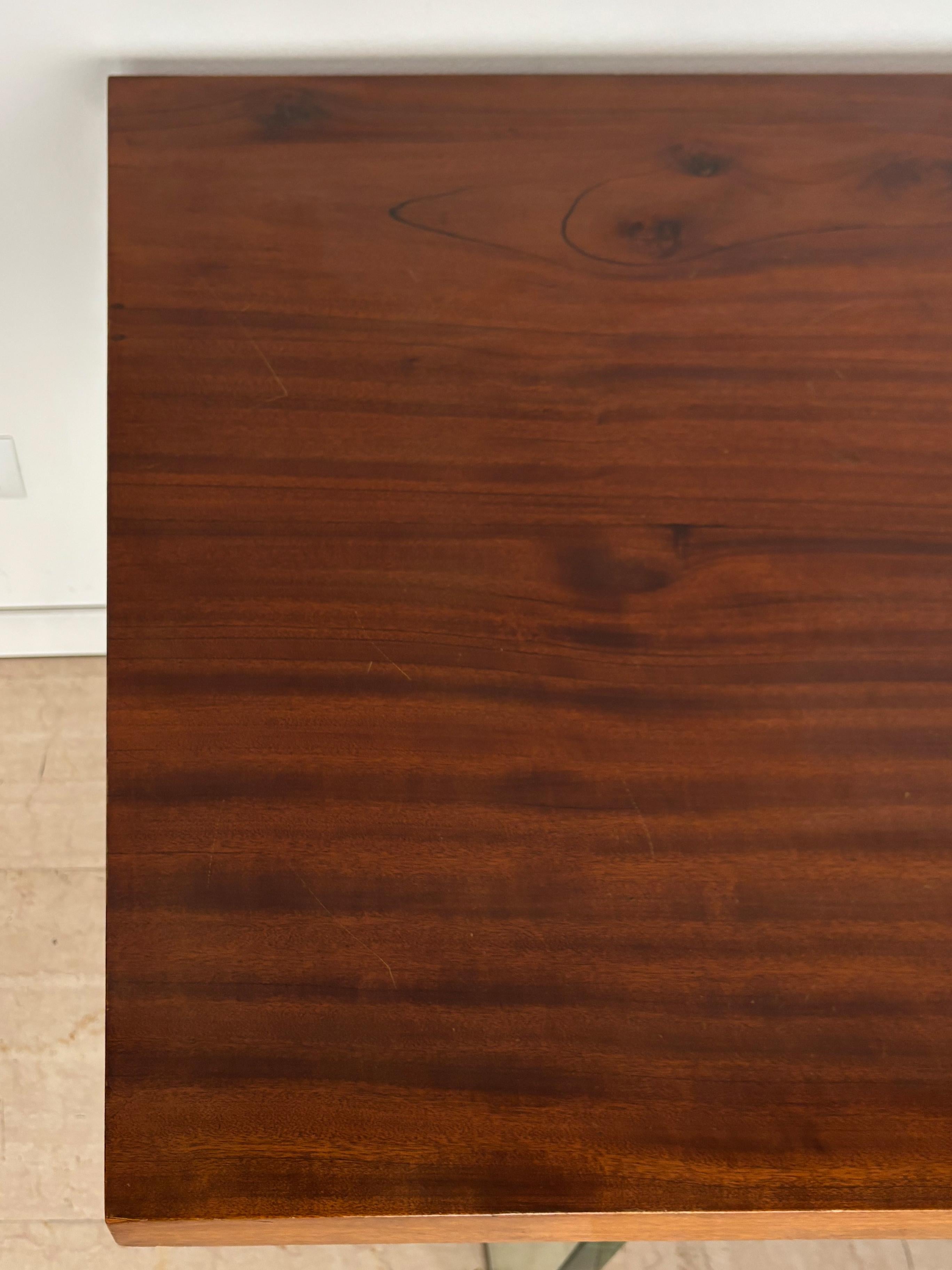 Verre Table de salle à manger à consoles en verre et Wood Wood, Italie, milieu du siècle, Fontana Arte, années 1960 en vente