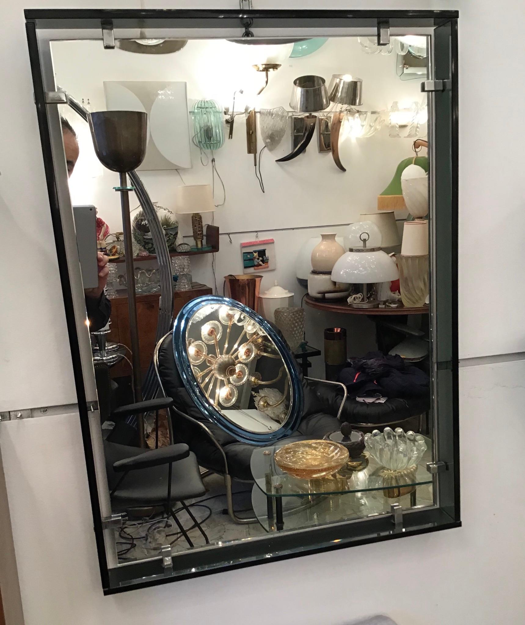 Miroir en verre crème métallique Fontana Arte, 1960, Italie en vente 7