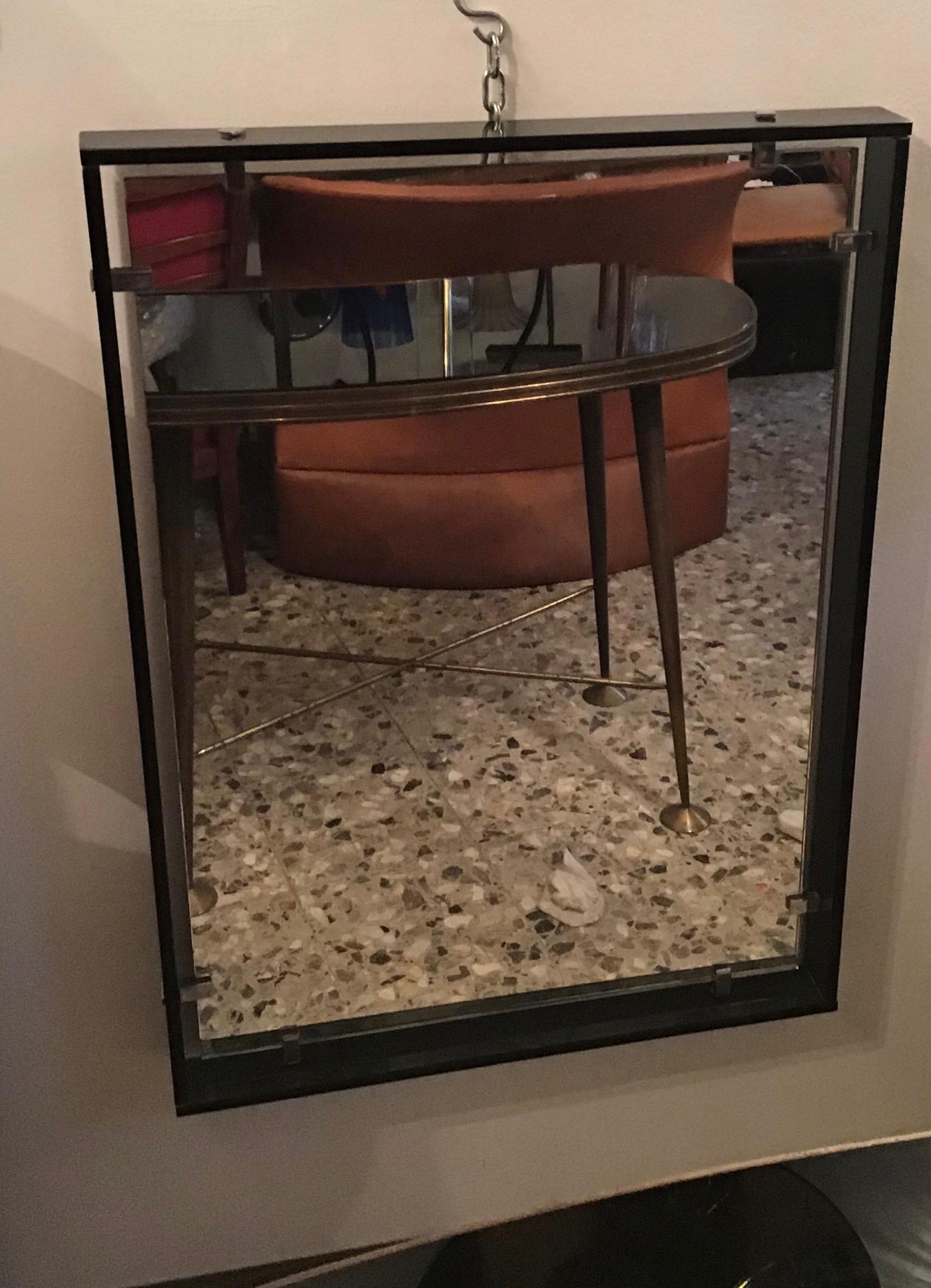Autre Miroir en verre crème métallique Fontana Arte, 1960, Italie en vente