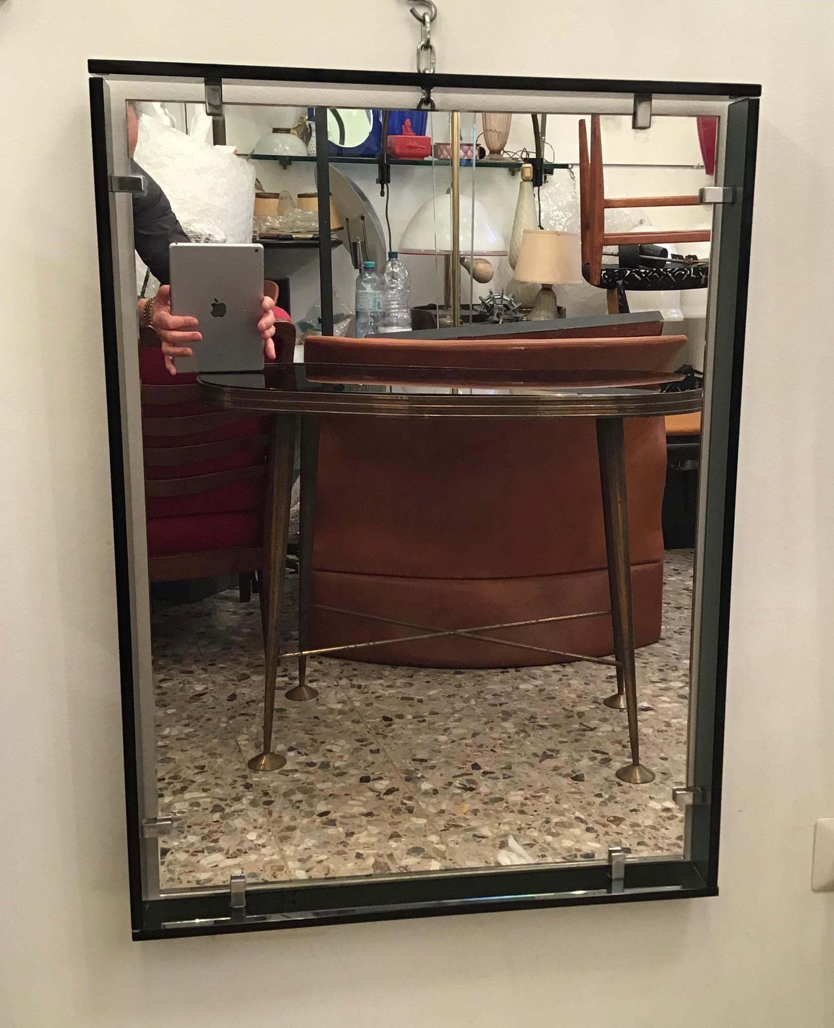 Miroir en verre crème métallique Fontana Arte, 1960, Italie Excellent état - En vente à Milano, IT