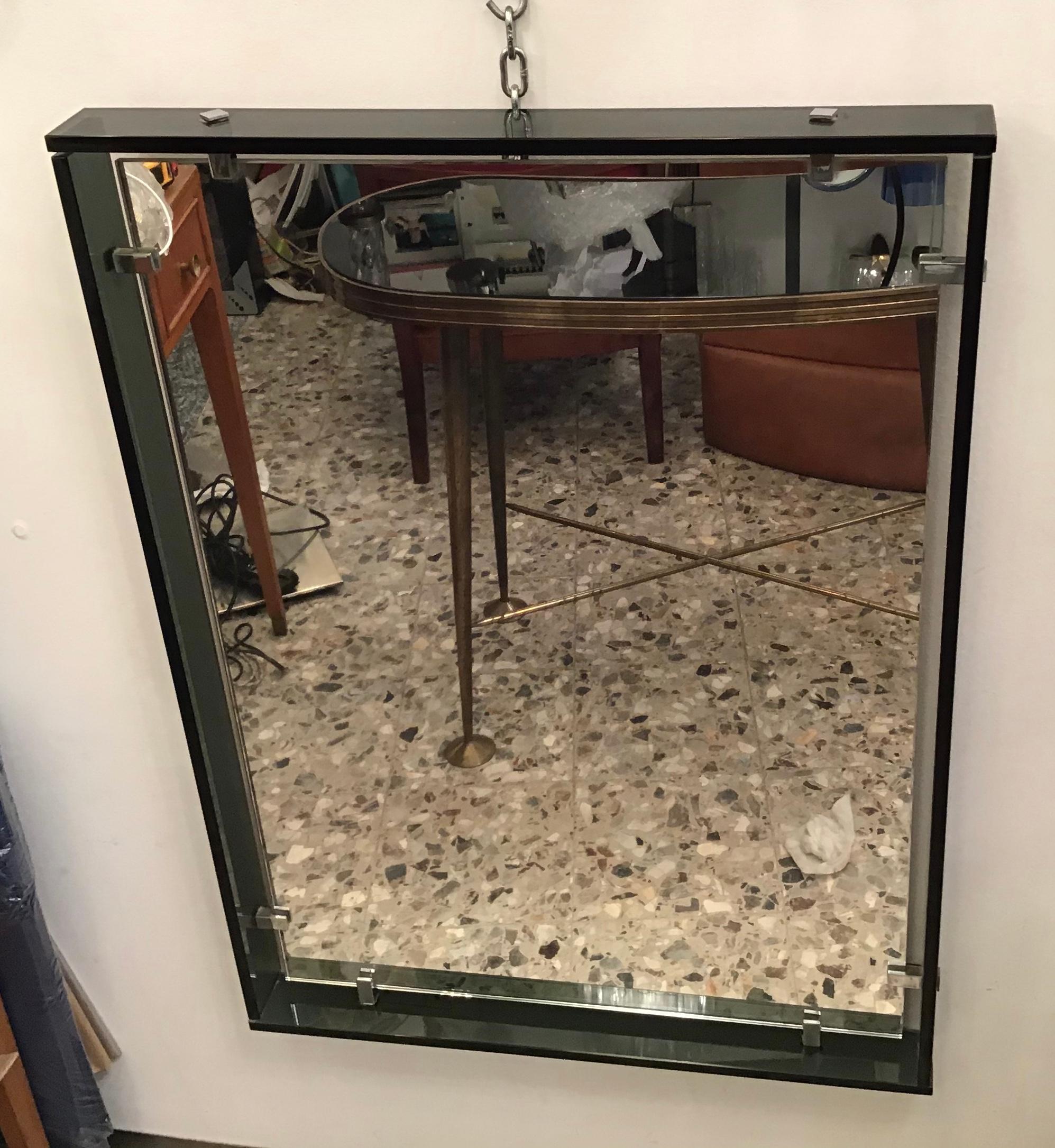 Fontana Arte Mirror “2014” Glass Crome Metal, 1960, Italy For Sale 1