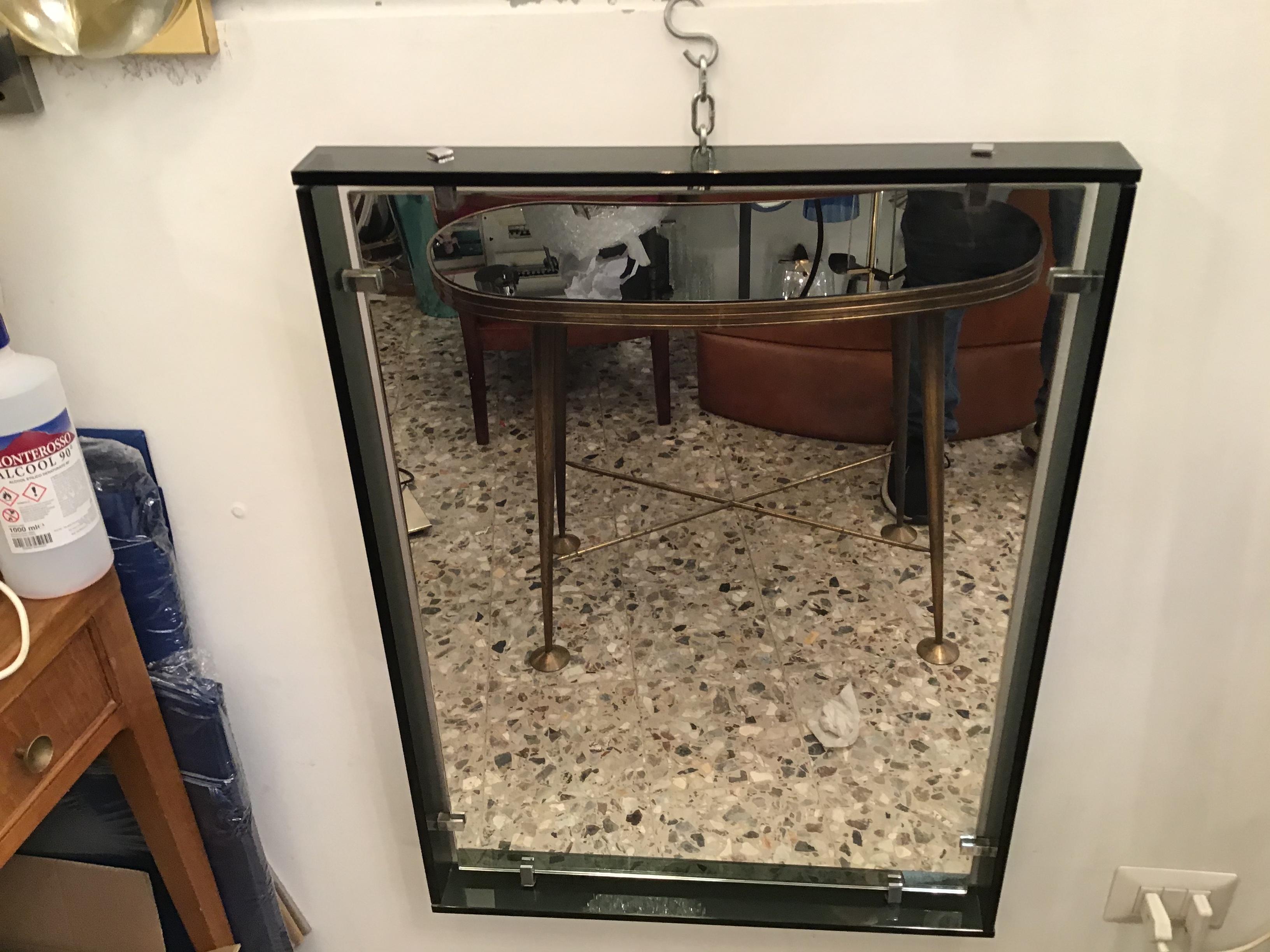 Miroir en verre crème métallique Fontana Arte, 1960, Italie en vente 1