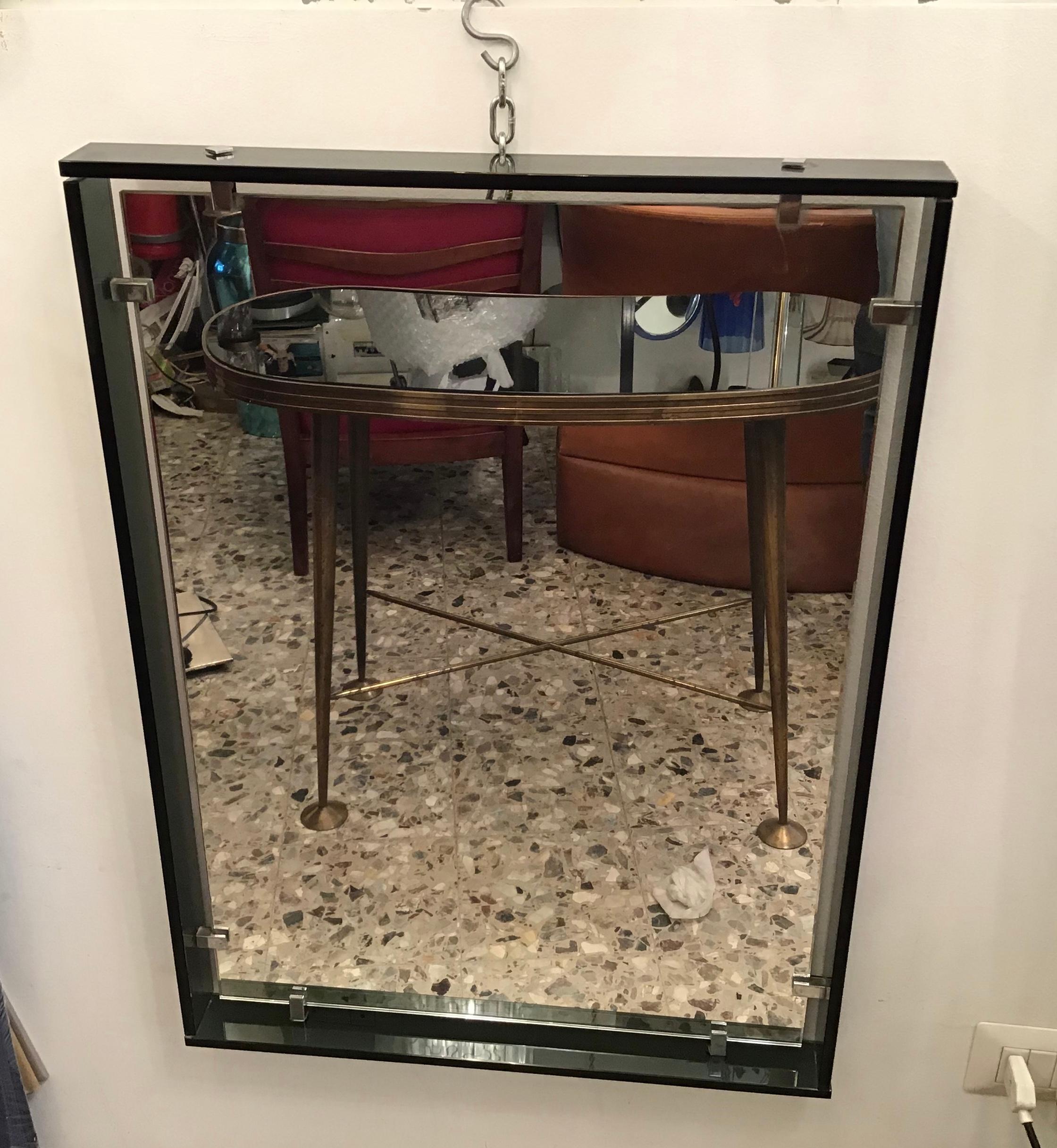 Fontana Arte Mirror “2014” Glass Crome Metal, 1960, Italy For Sale 3