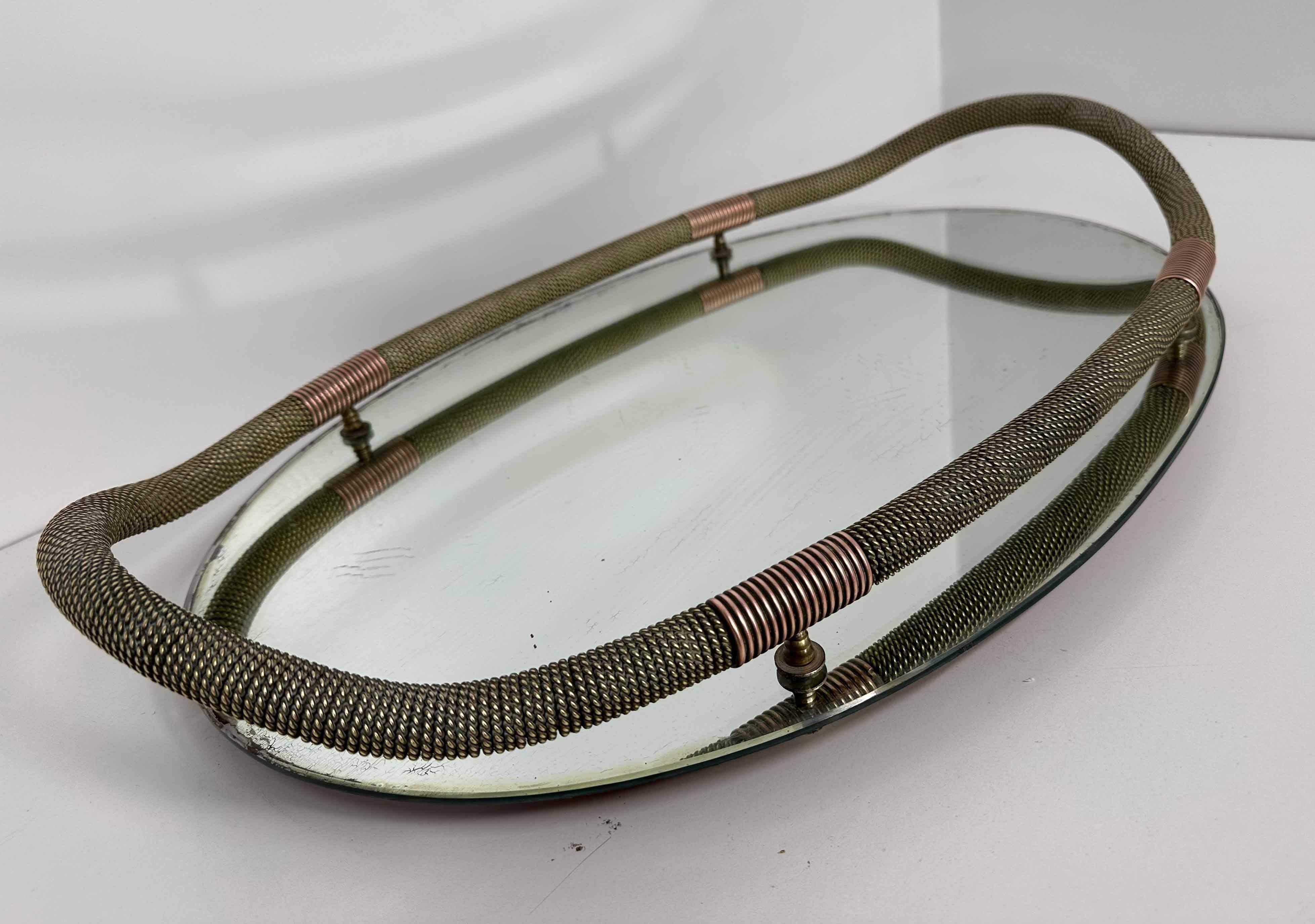 Mirror by 'Fontana Arte', Brass and Copper Tray, 1938 1