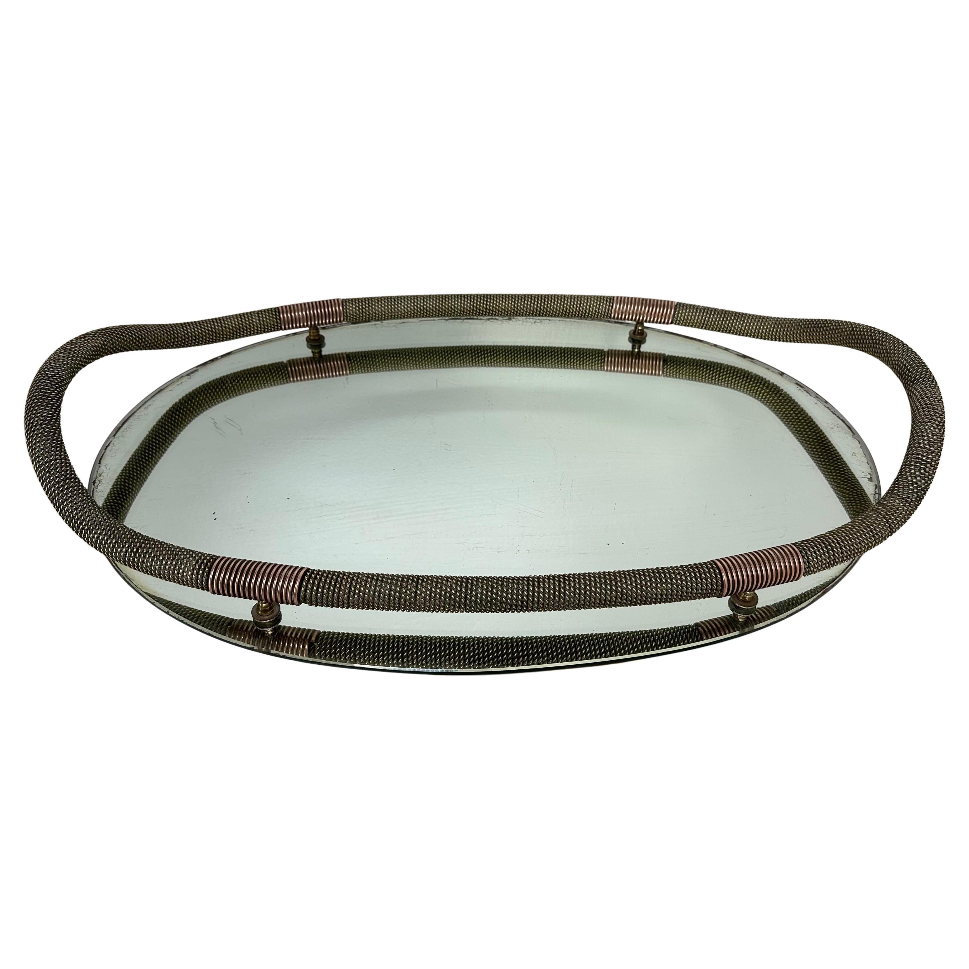 Mirror by 'Fontana Arte', Brass and Copper Tray, 1938