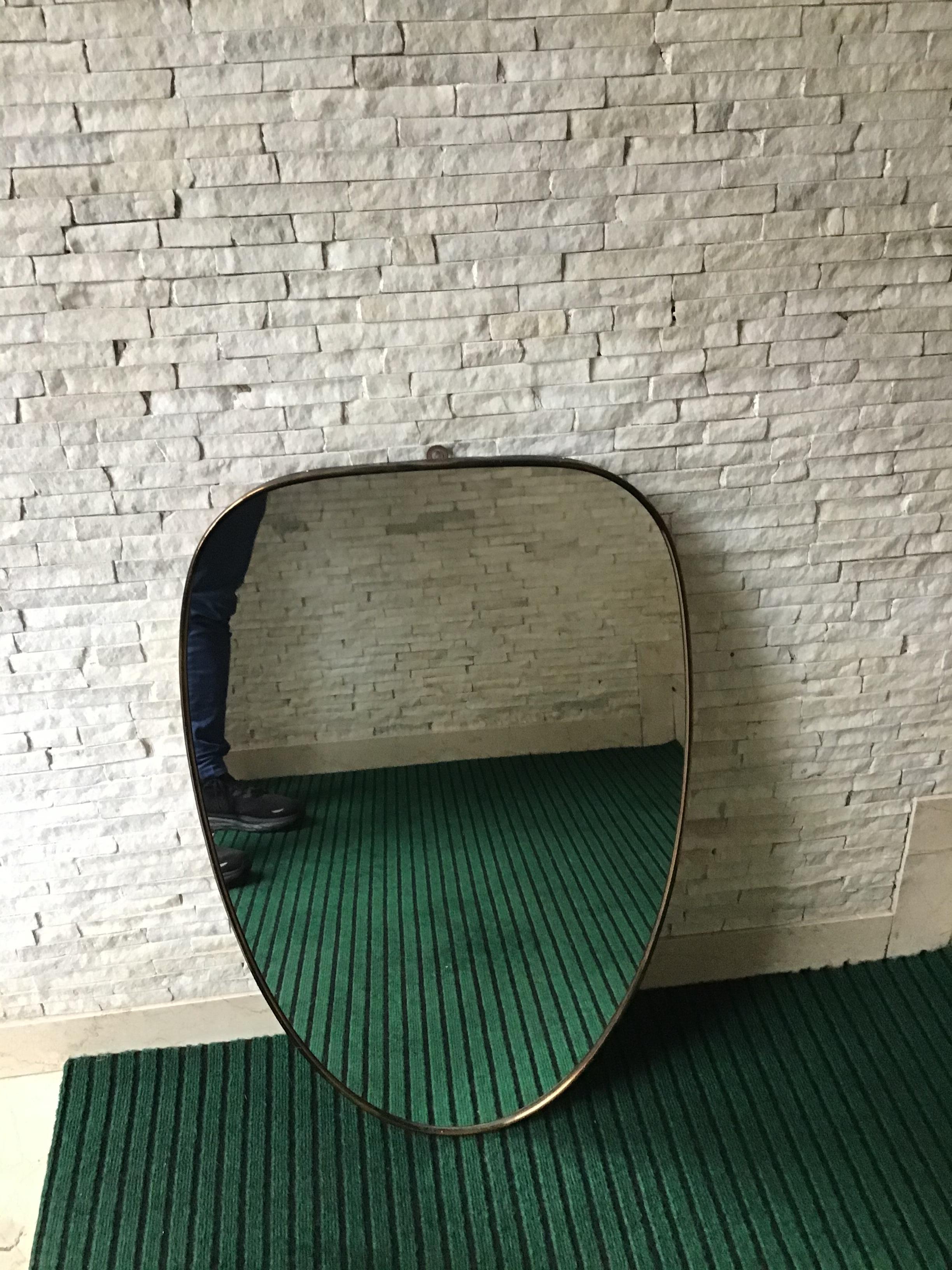 Fontana Arte Mirror Brass Wood Mirrored Glass, 1950, Italy 7