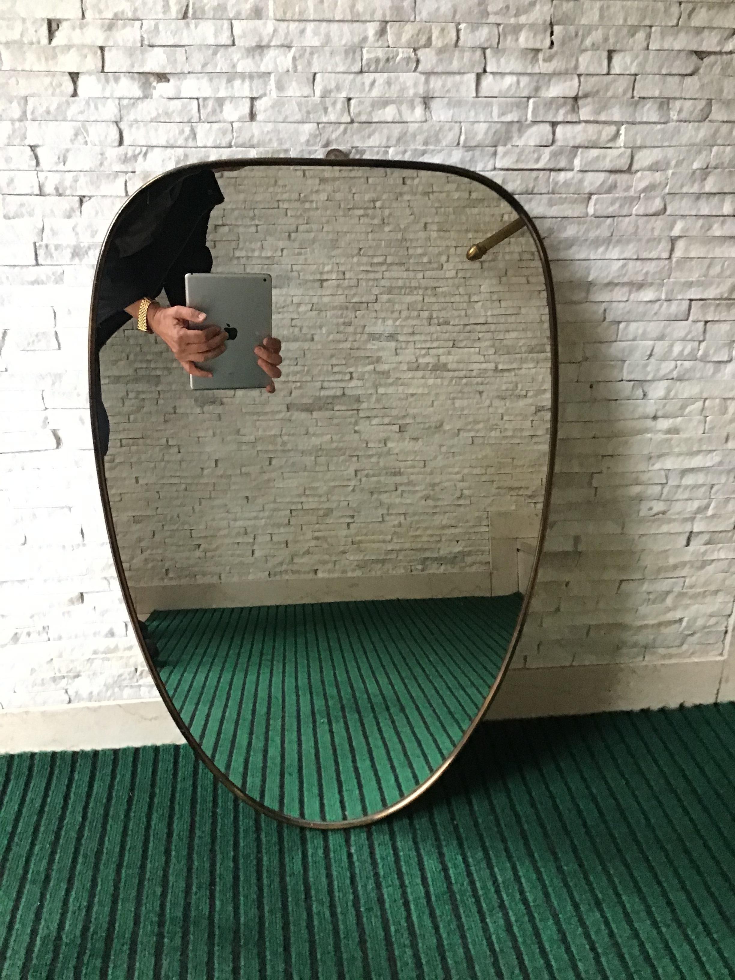 Fontana Arte Mirror Brass Wood Mirrored Glass, 1950, Italy 8