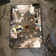 Fontana Arte Mirror Brass Wood Mirrored Glass 1950 Italy