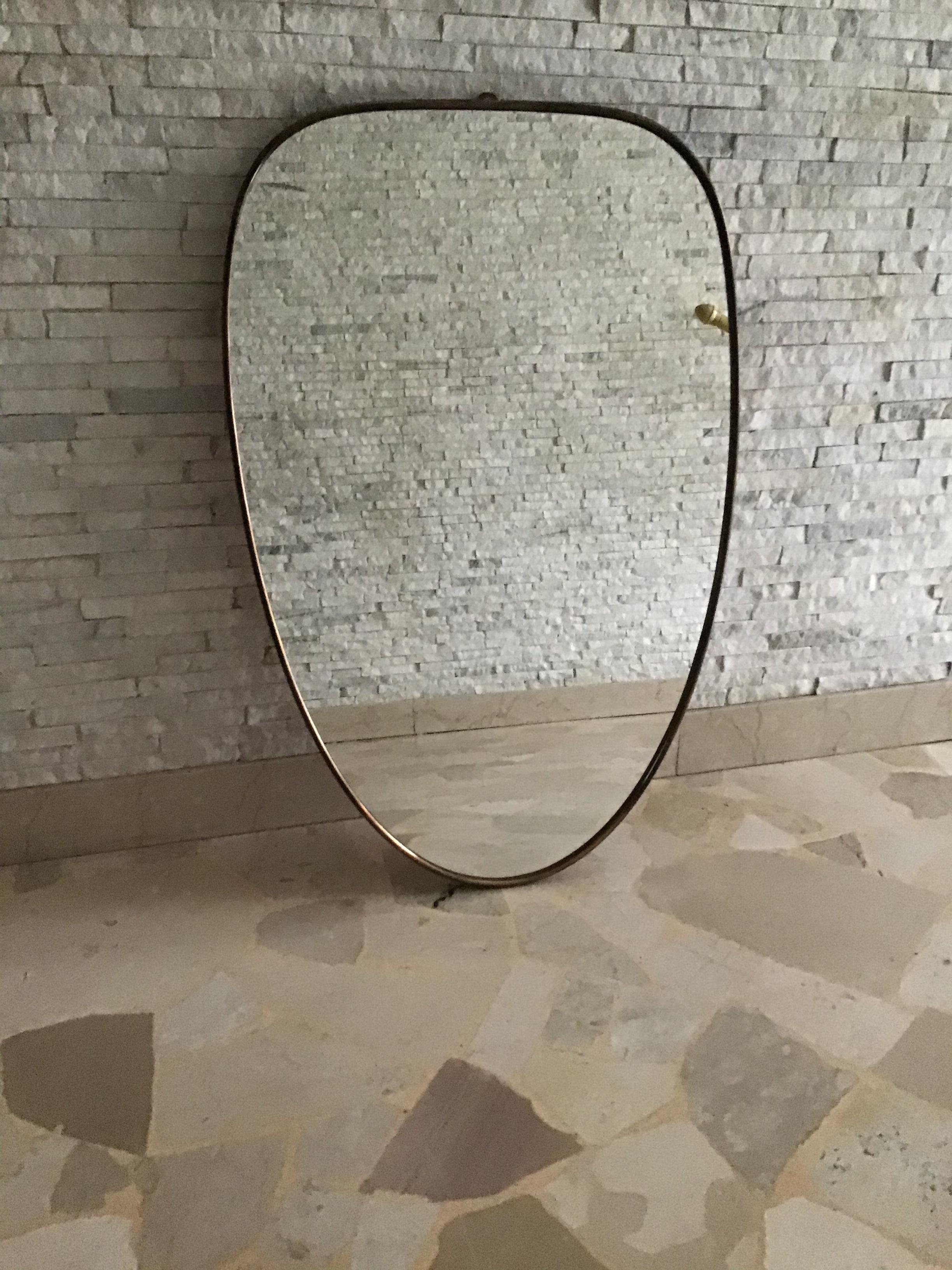 Fontana Arte Mirror Brass Wood Mirrored Glass, 1950, Italy In Good Condition In Milano, IT