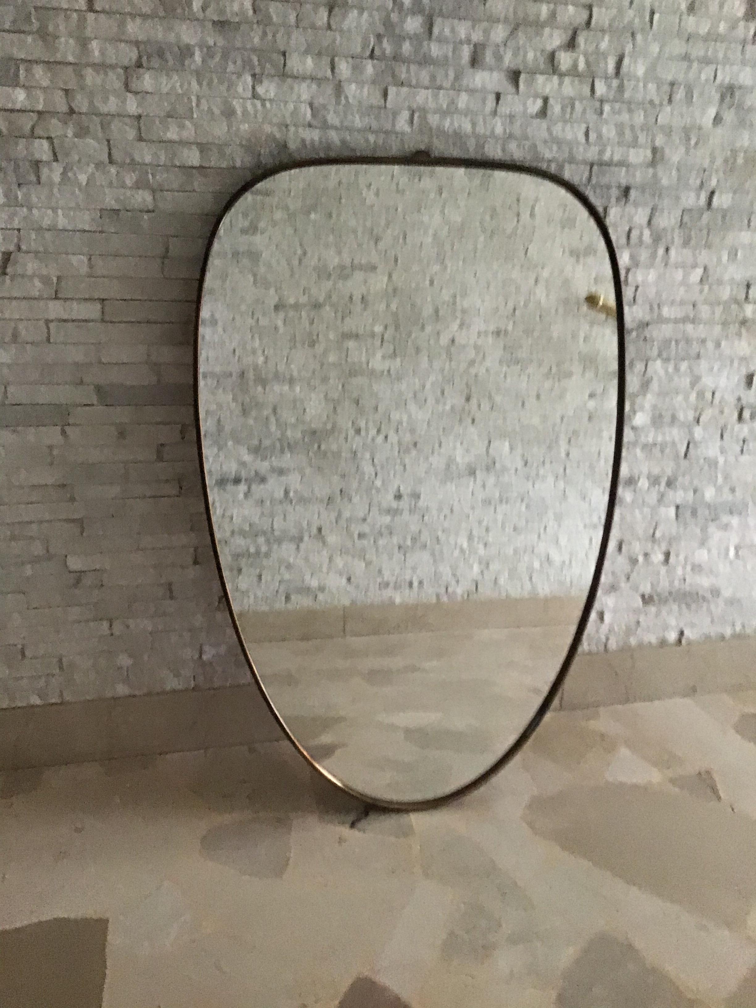 Mid-20th Century Fontana Arte Mirror Brass Wood Mirrored Glass, 1950, Italy