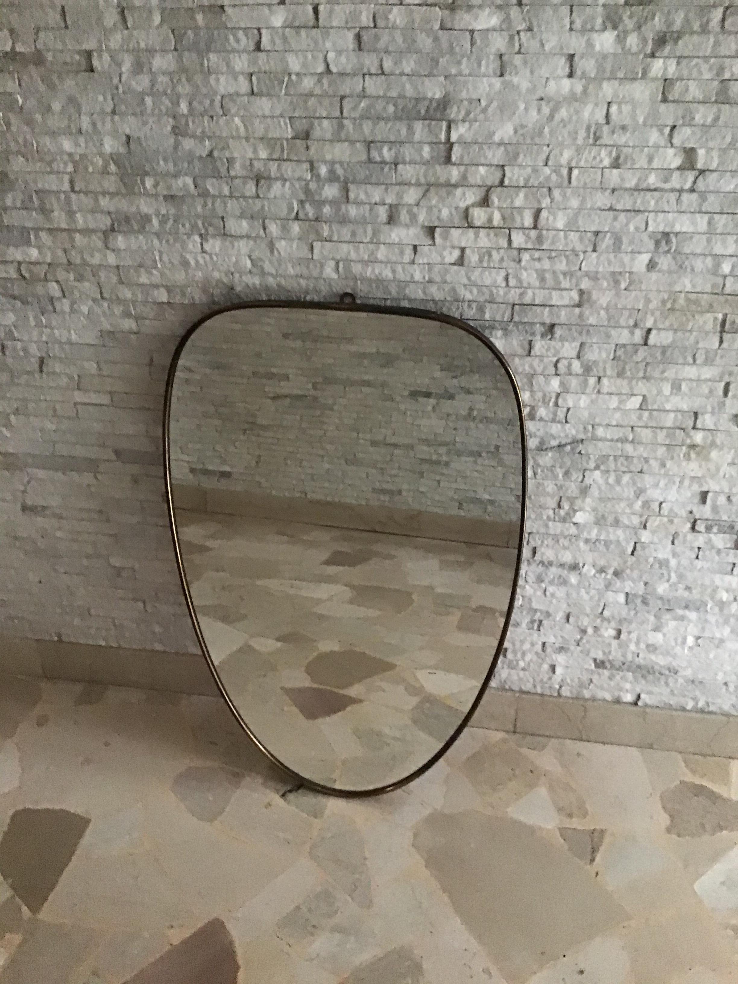 Fontana Arte Mirror Brass Wood Mirrored Glass, 1950, Italy 2