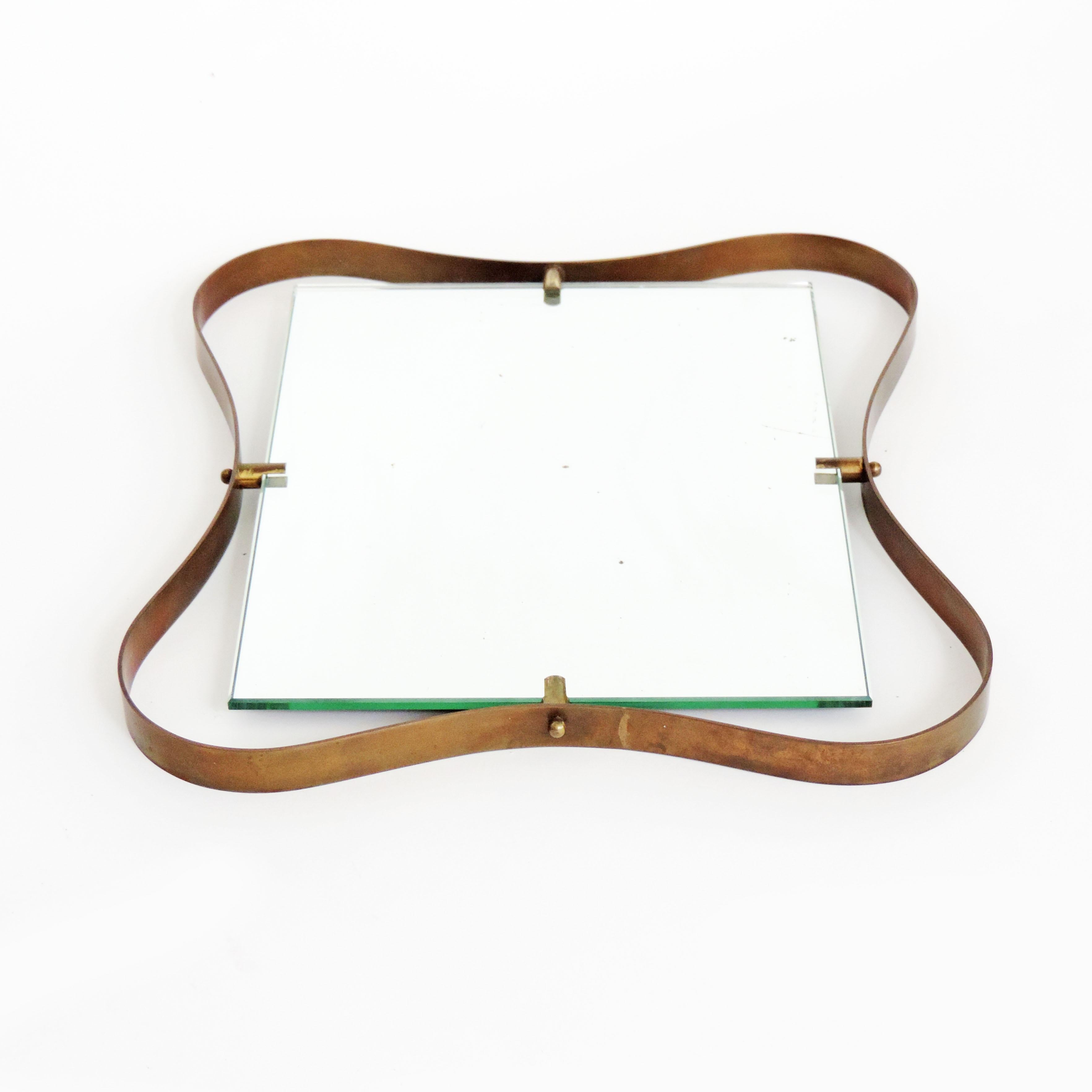 Fontana Arte Mirror in Brass Frame, Italy, 1950s In Good Condition In Milan, IT