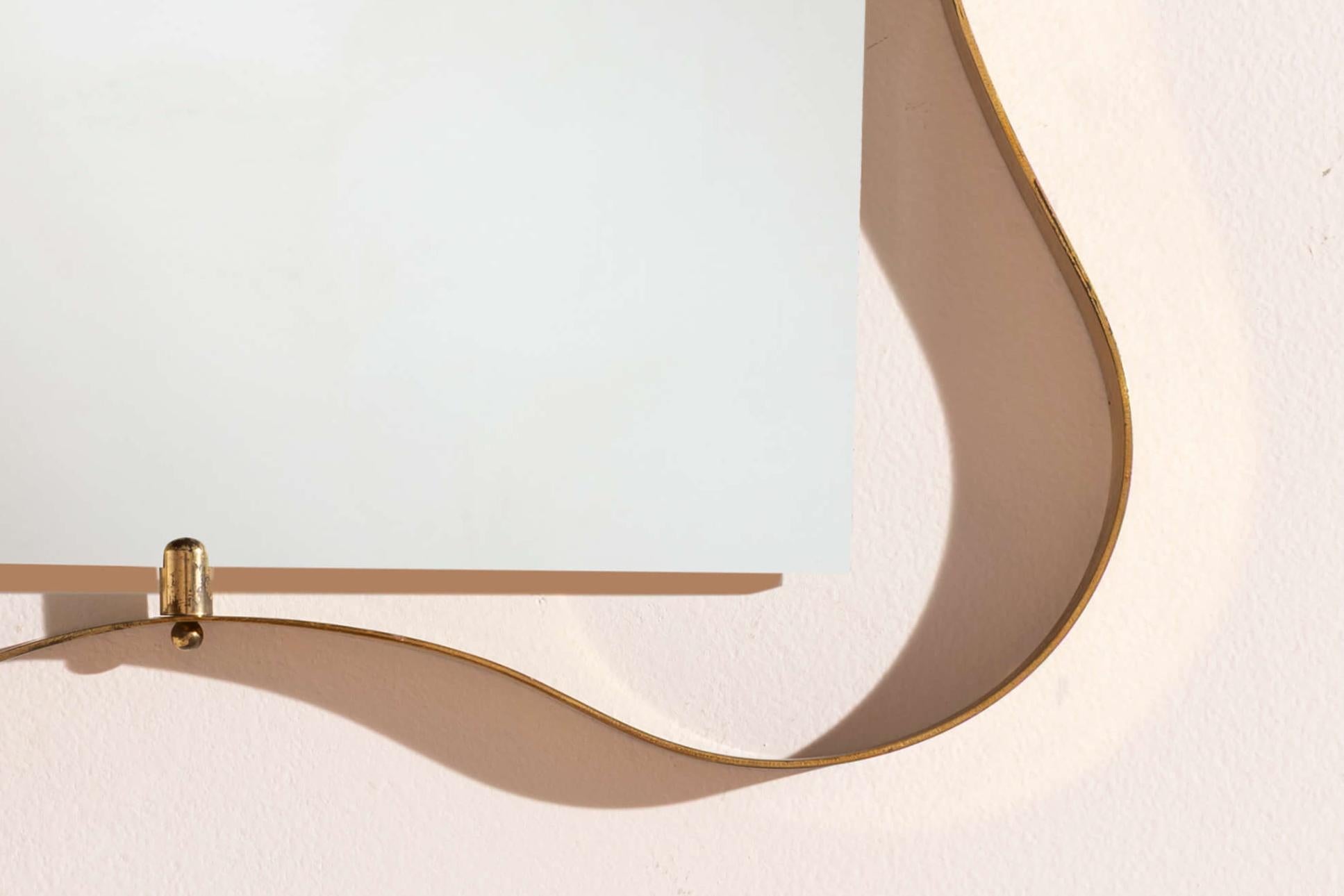 Mid-Century Modern Miroir Fontana Arte avec cadre en laiton, Italie, années 1950 en vente