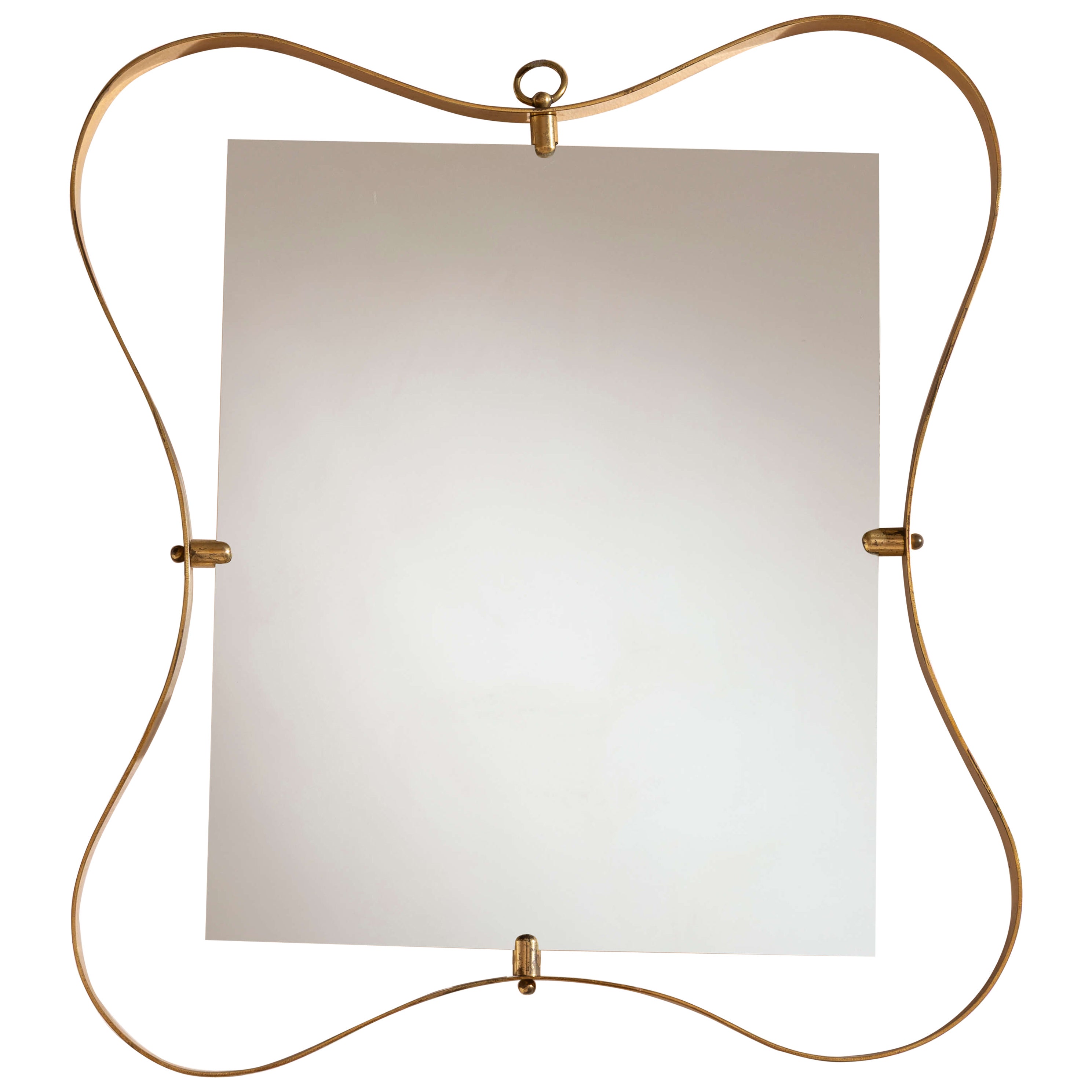 Miroir Fontana Arte avec cadre en laiton, Italie, années 1950 en vente