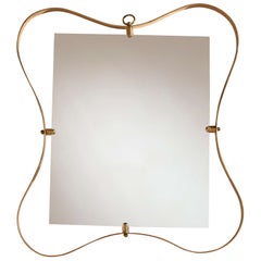 Miroir Fontana Arte avec cadre en laiton, Italie, années 1950