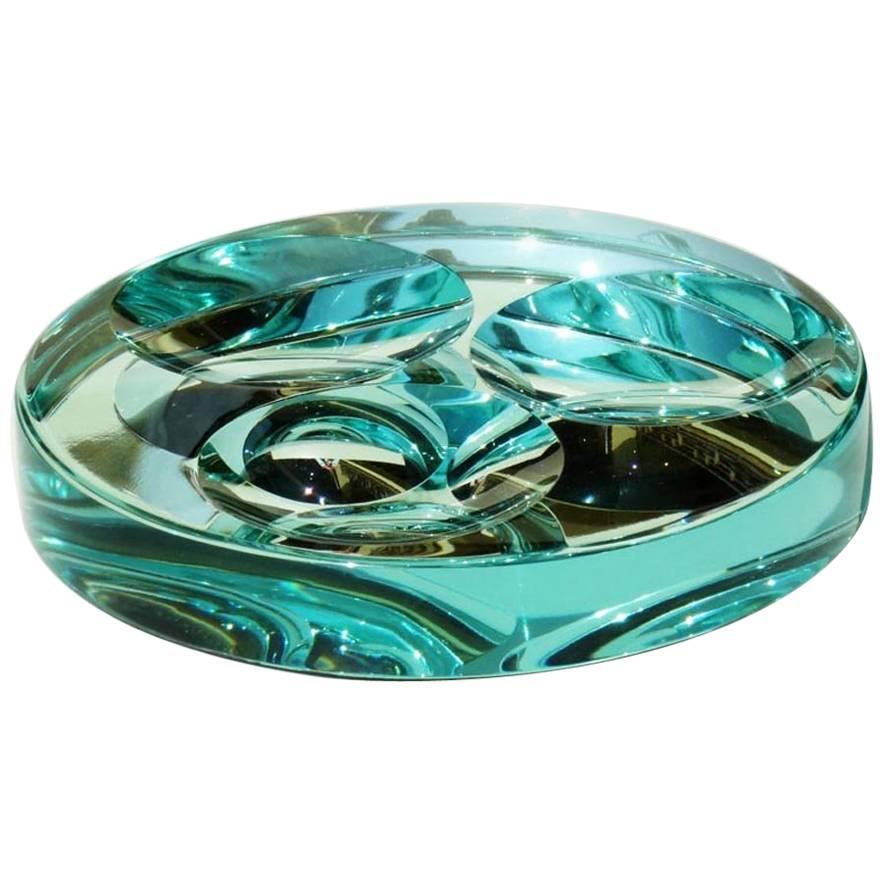 Fontana Arte Mirrored Crystal Italian Design, 1960s Ashtray Bowl