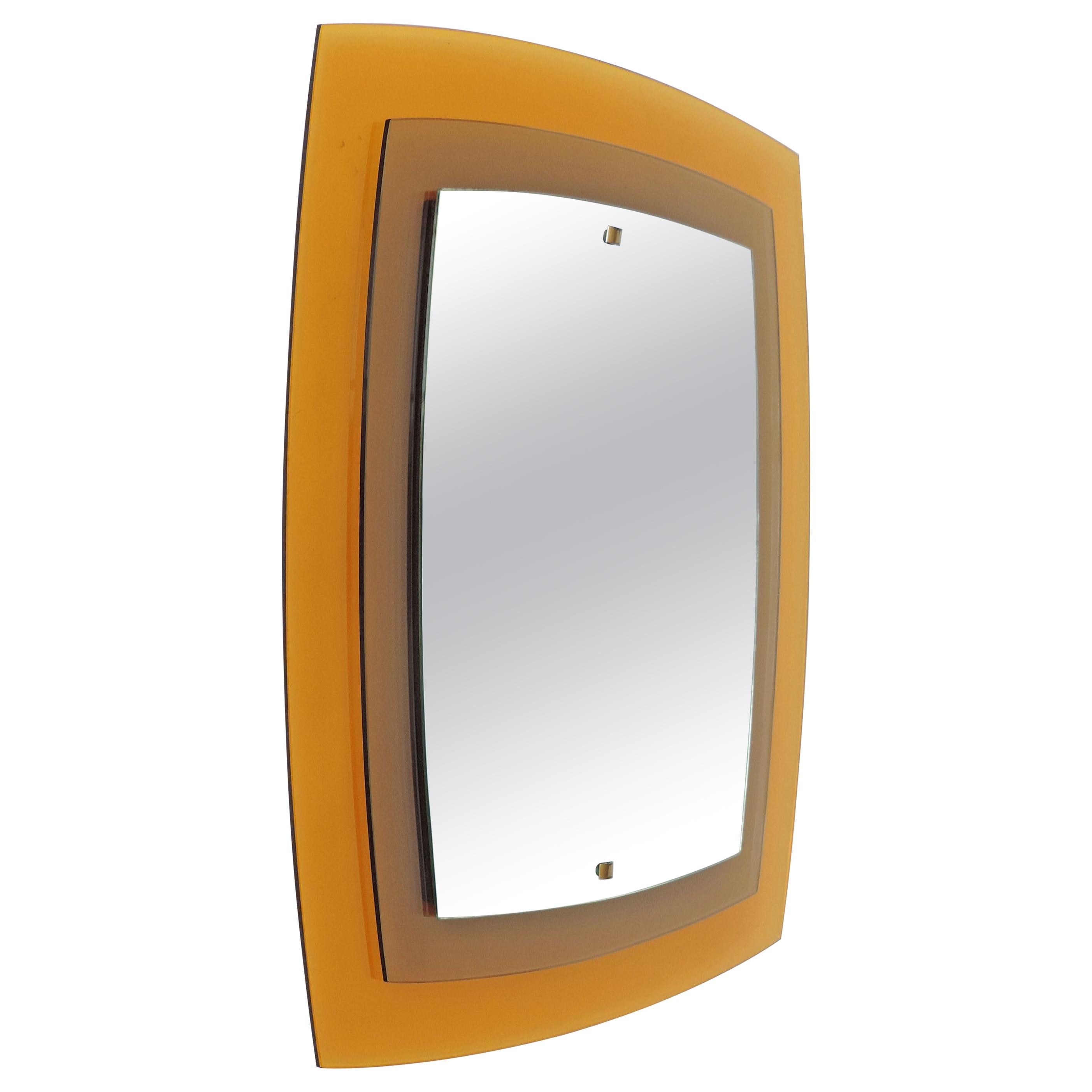 Fontana Arte Mod. 2180 Yellow / Orange Wall Mirror, Italy, 1960s