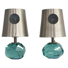 Fontana Arte mod. "2228" by Max Ingrand Set of 2 Crystal Table Lamp Italy 60s