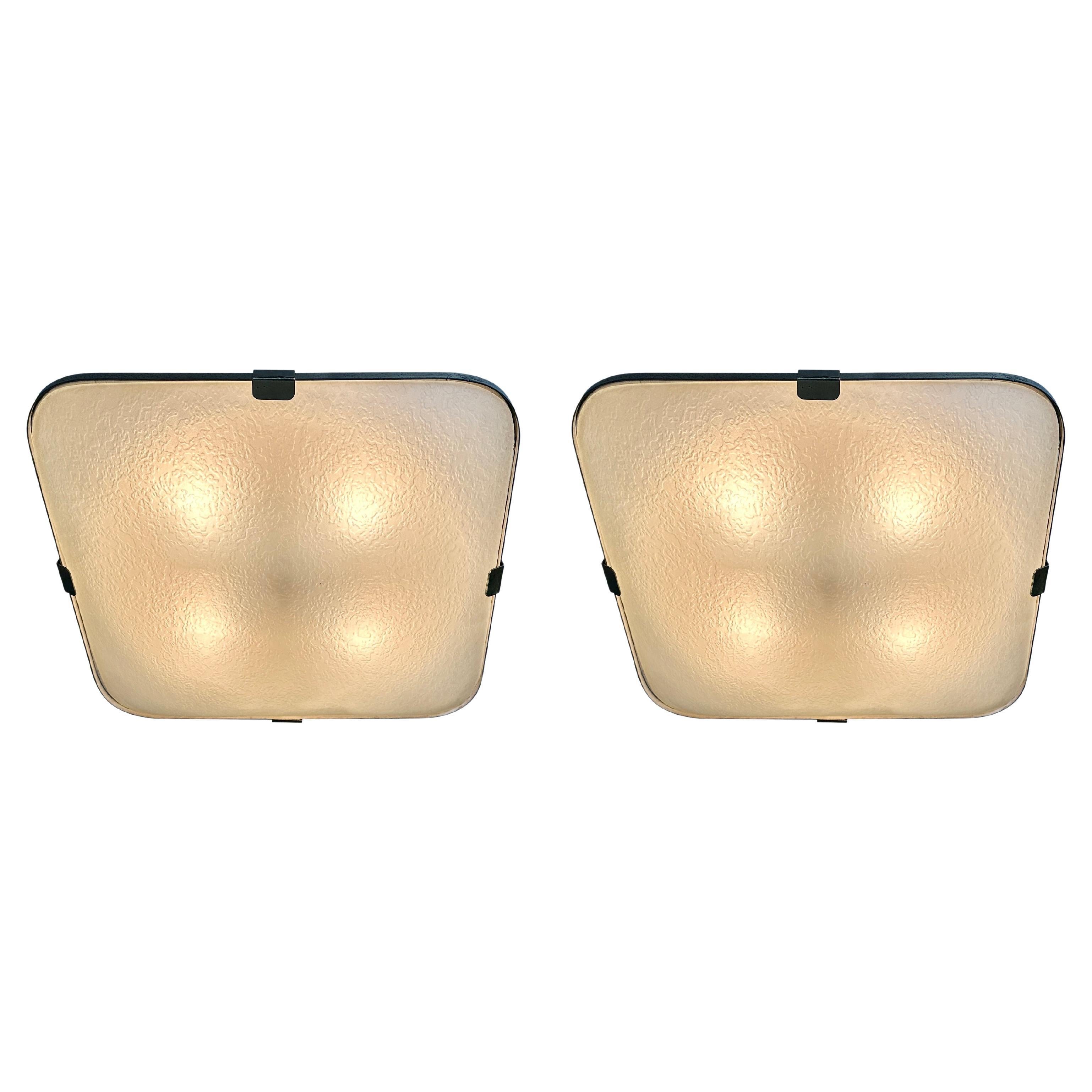 Fontana Arte Model 1485 Flush Mount Ceiling Light, Italy 1960s For Sale