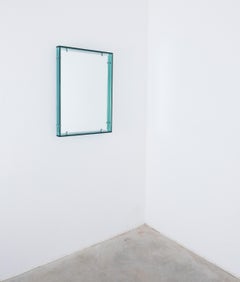 Fontana Arte Model 2014 Rectangular Floating Blue Glass Mirror, 1960