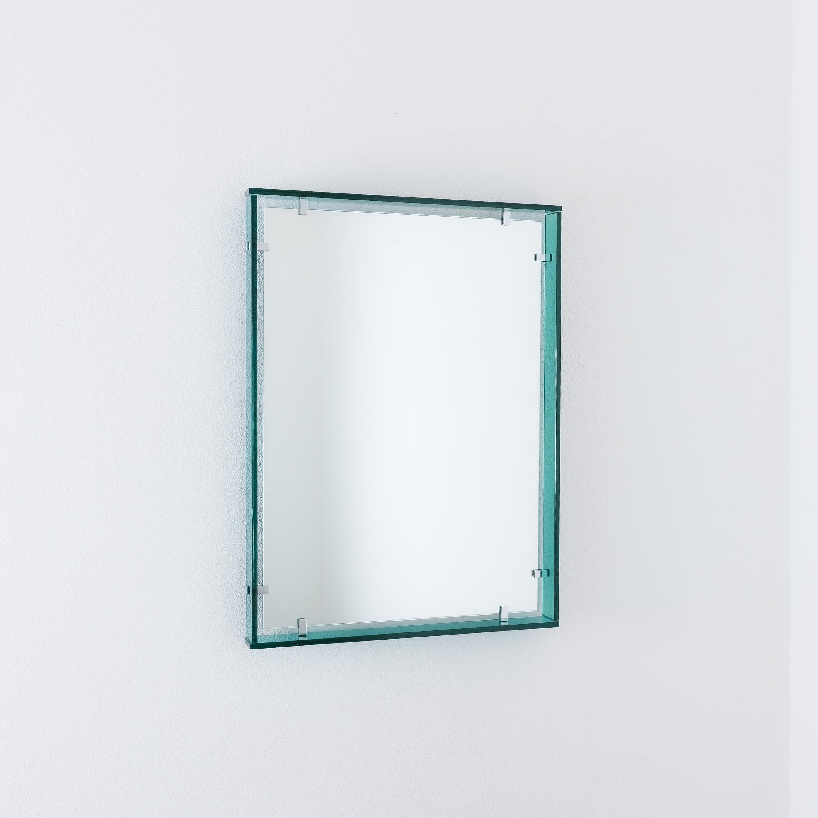 Mid-Century Modern Fontana Arte Model 2014 Rectangular Floating Blue Glass Mirror, 1960