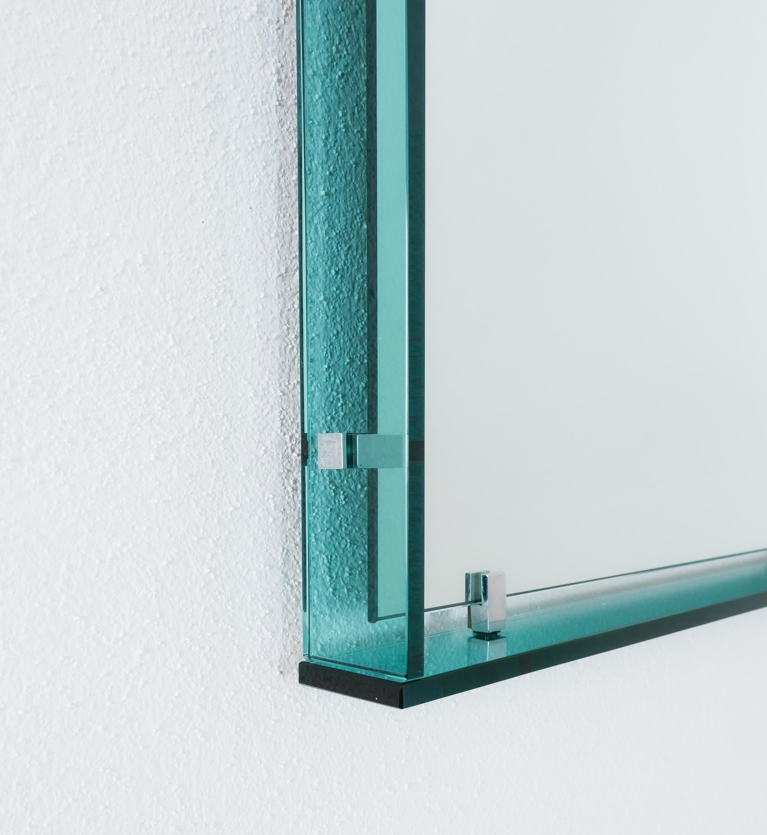 Fontana Arte Model 2014 Rectangular Floating Blue Glass Mirror, 1960 In Good Condition In Vienna, AT