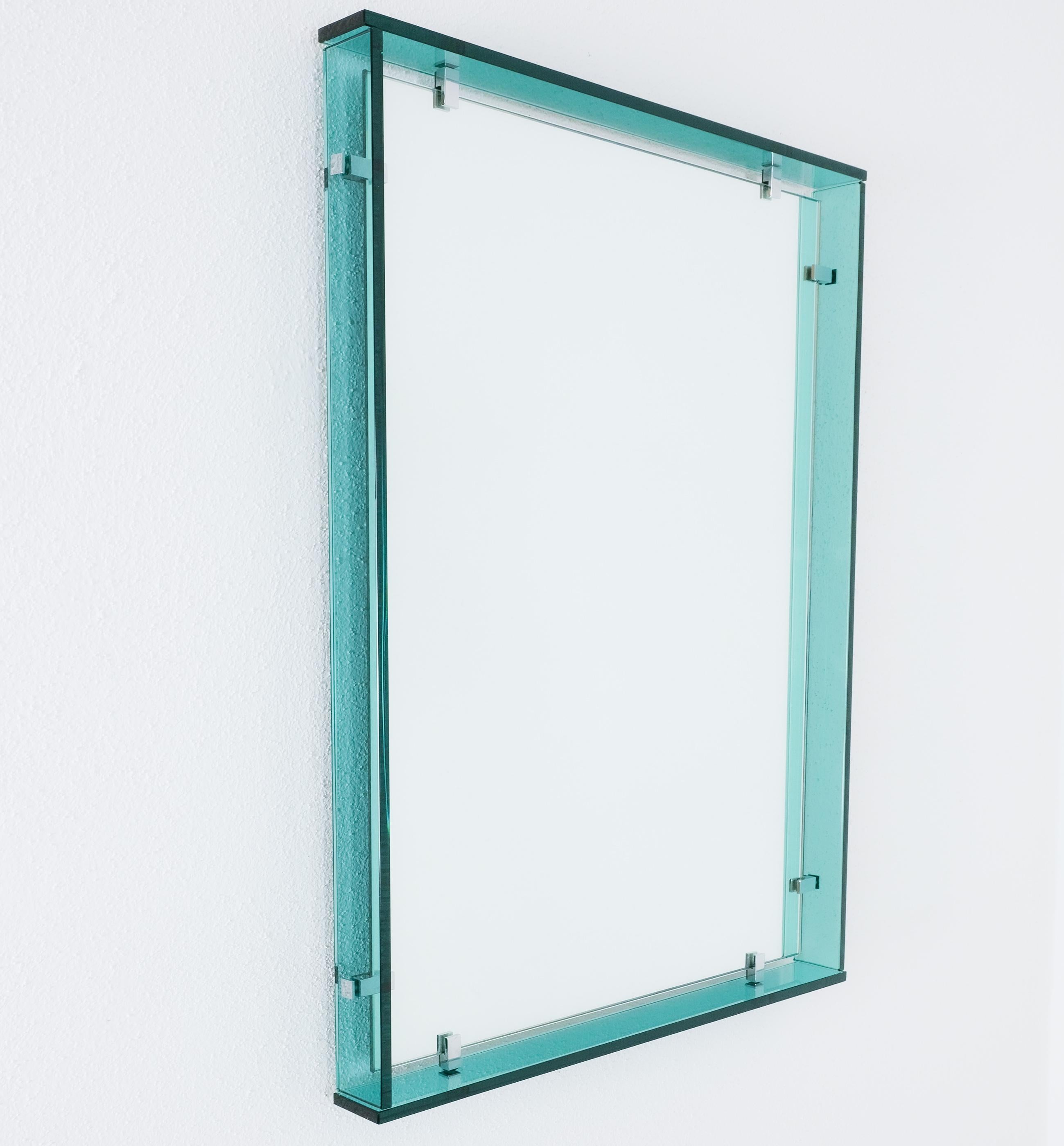 Mid-20th Century Fontana Arte Model 2014 Rectangular Floating Blue Glass Mirror, 1960
