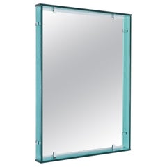Fontana Arte Model 2014 Rectangular Floating Blue Glass Mirror, 1960