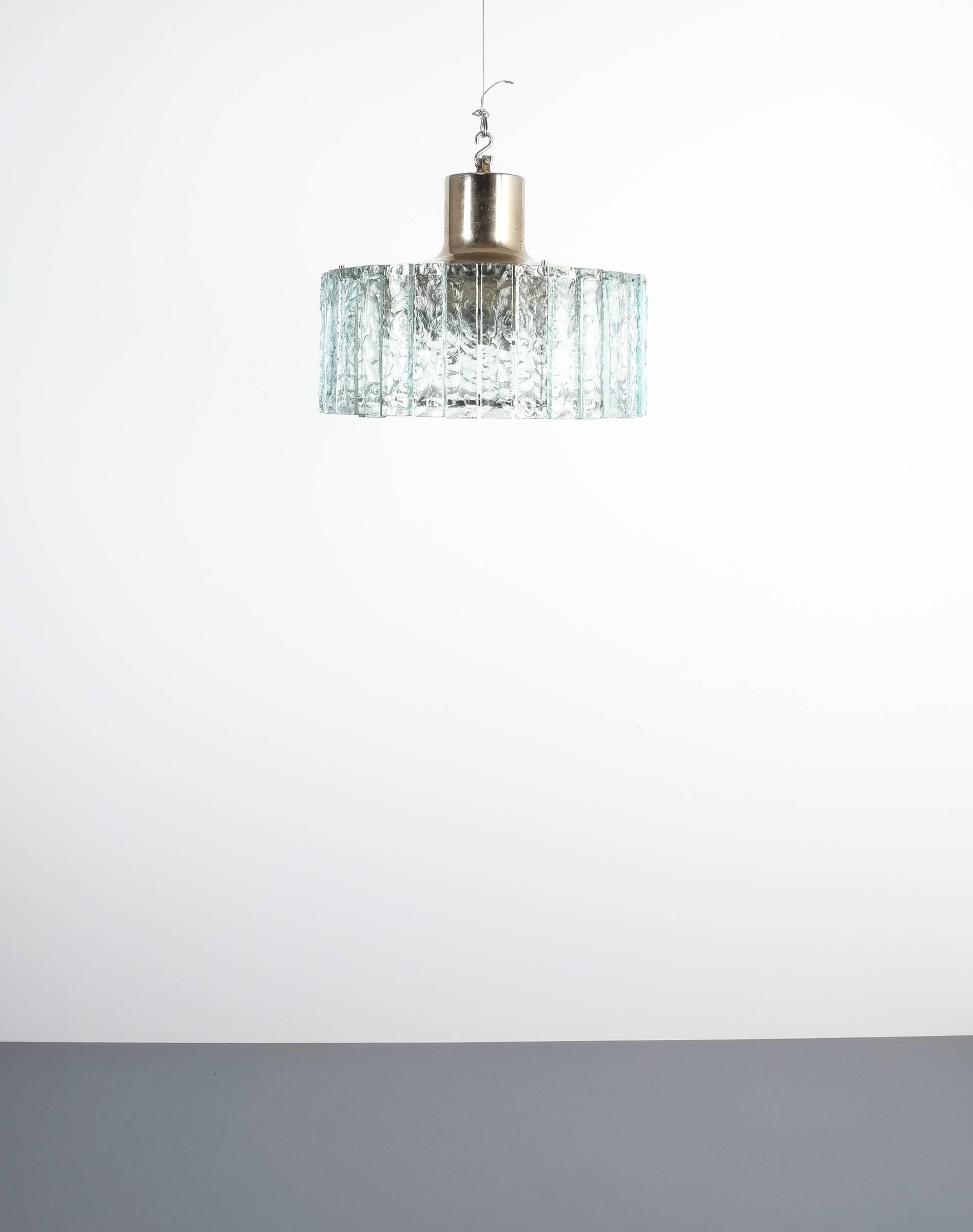 Fontana Arte Model 2448 Glass Nickel Flush Mount Chandelier, Italy, circa 1967 6