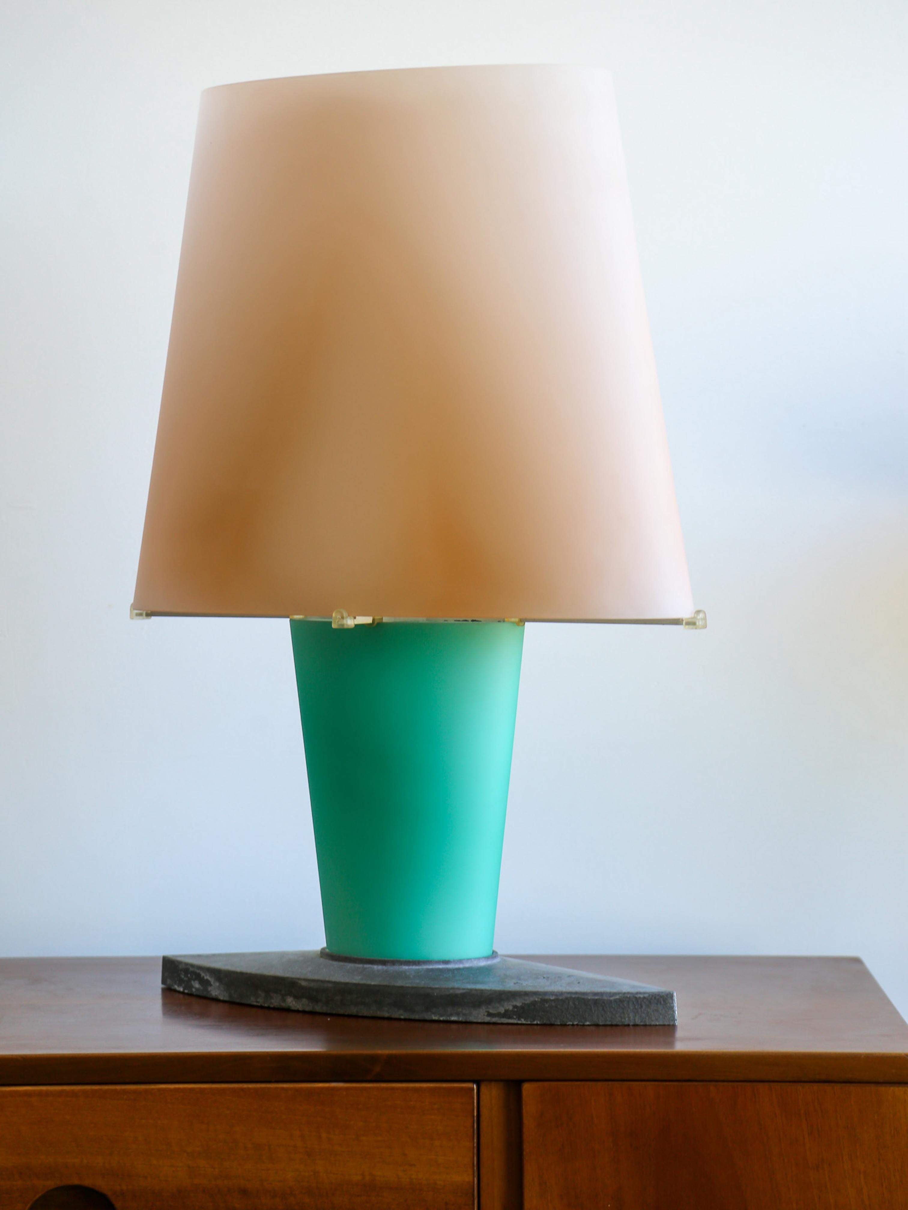 Italian Postmodern Table Lighting

This striking Postmodern table lamp — Model 2892 by Daniela Puppa for Fontana Arte — showcases a sculptural combination of frosted glass, soft colour, and refined Italian craftsmanship. The XL size gives the piece