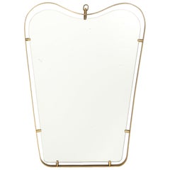 Espejo de pared Fontana Arte, de estilo modernista, de latón y cristal flotante, Italia, años 950