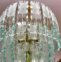 Fontana Arte mid-century chandelier Murano Crystal Gilt Frame, 1970