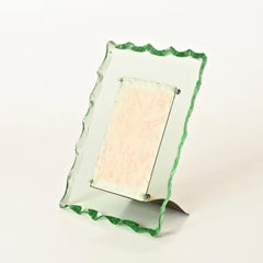 Marco de fotos de cristal cincelado y latón, Fontana Arte Verde Nilo, Italia, años 50