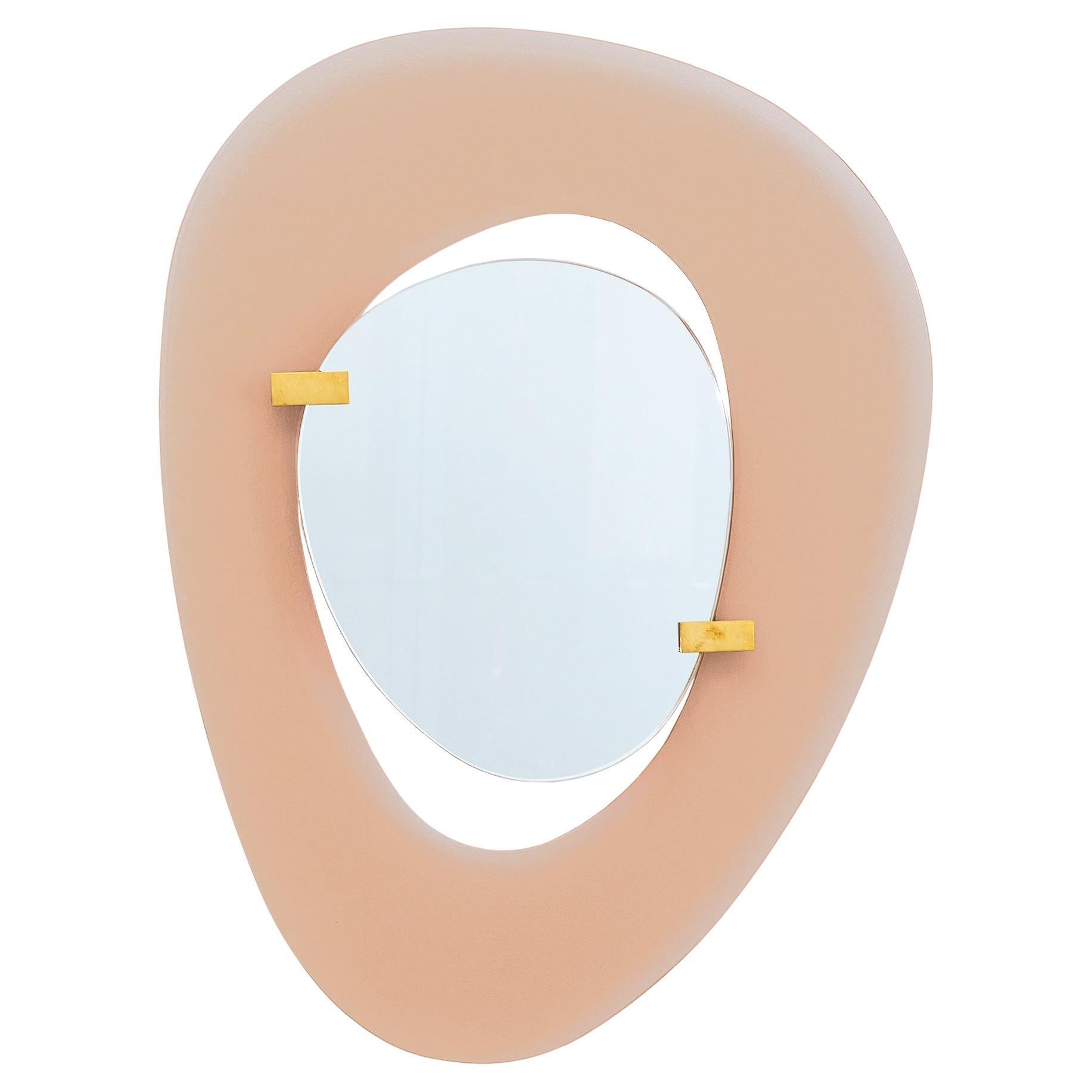 Fontana Arte Orange Glass Frame Mirror by Max Ingrand, Italy, circa 1958