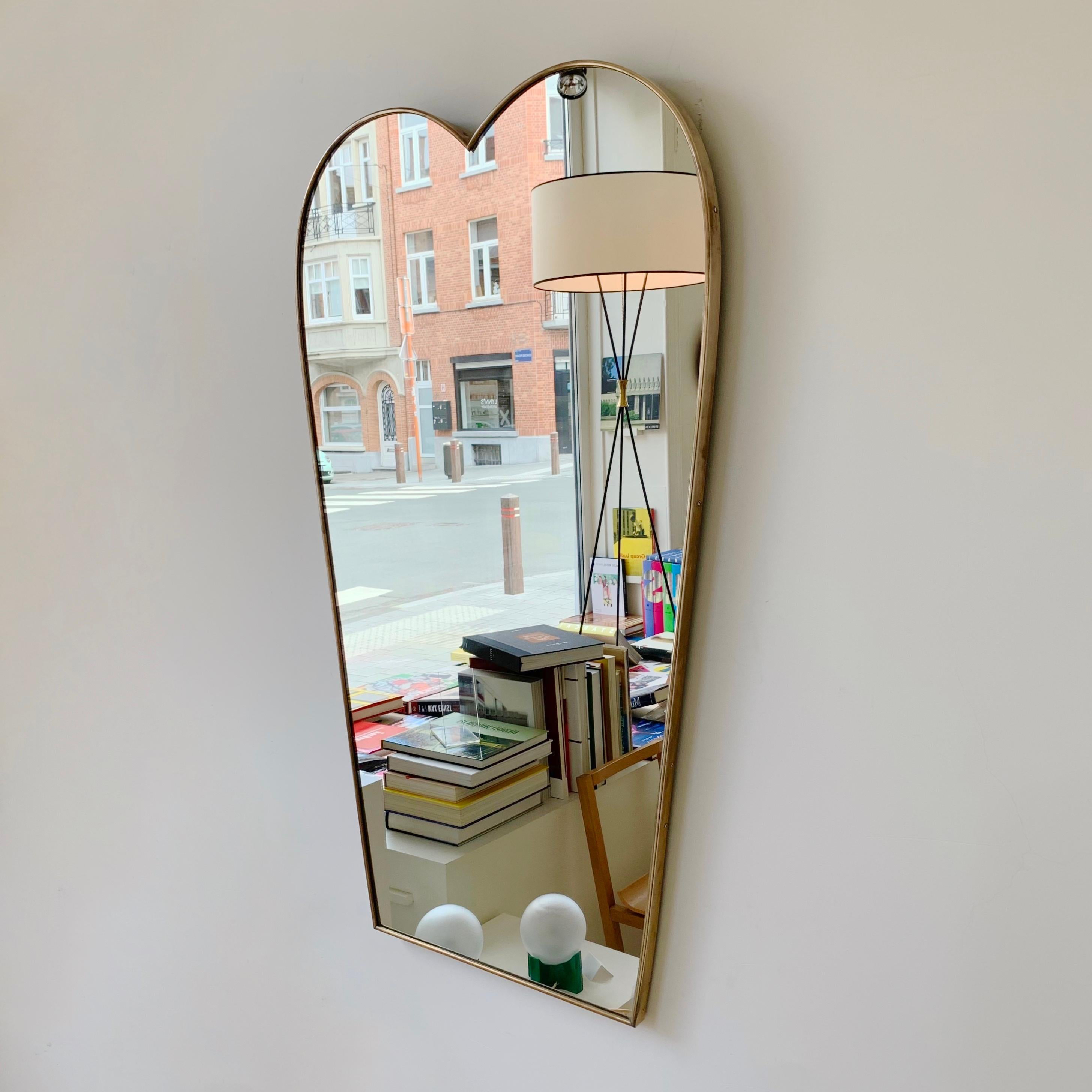 Italian Fontana Arte Original Vintage Brass Mirror, circa 1940, Italy For Sale