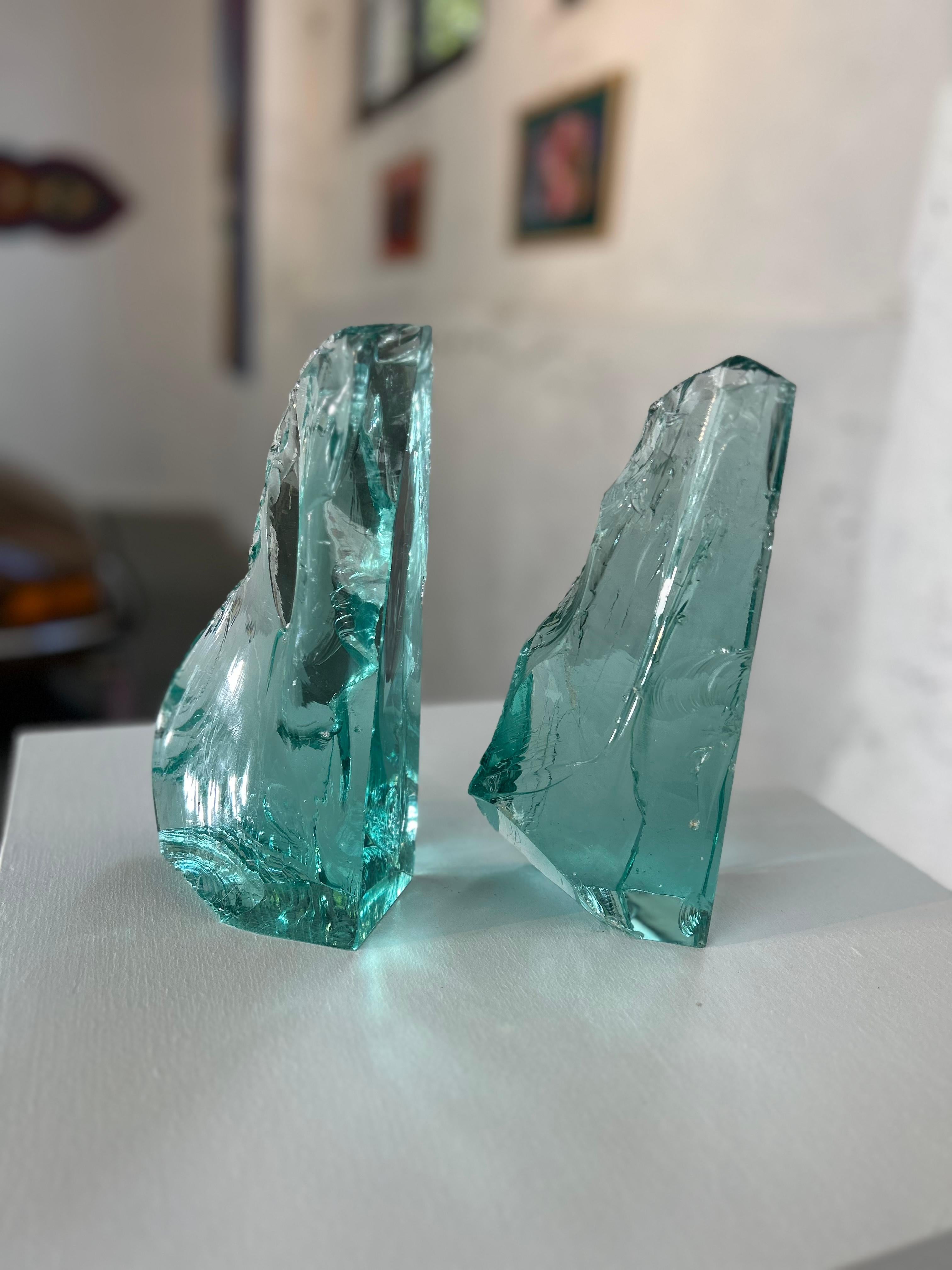 Fontana Arte – Paar Buchhalter aus Glas (Geschliffenes Glas) im Angebot